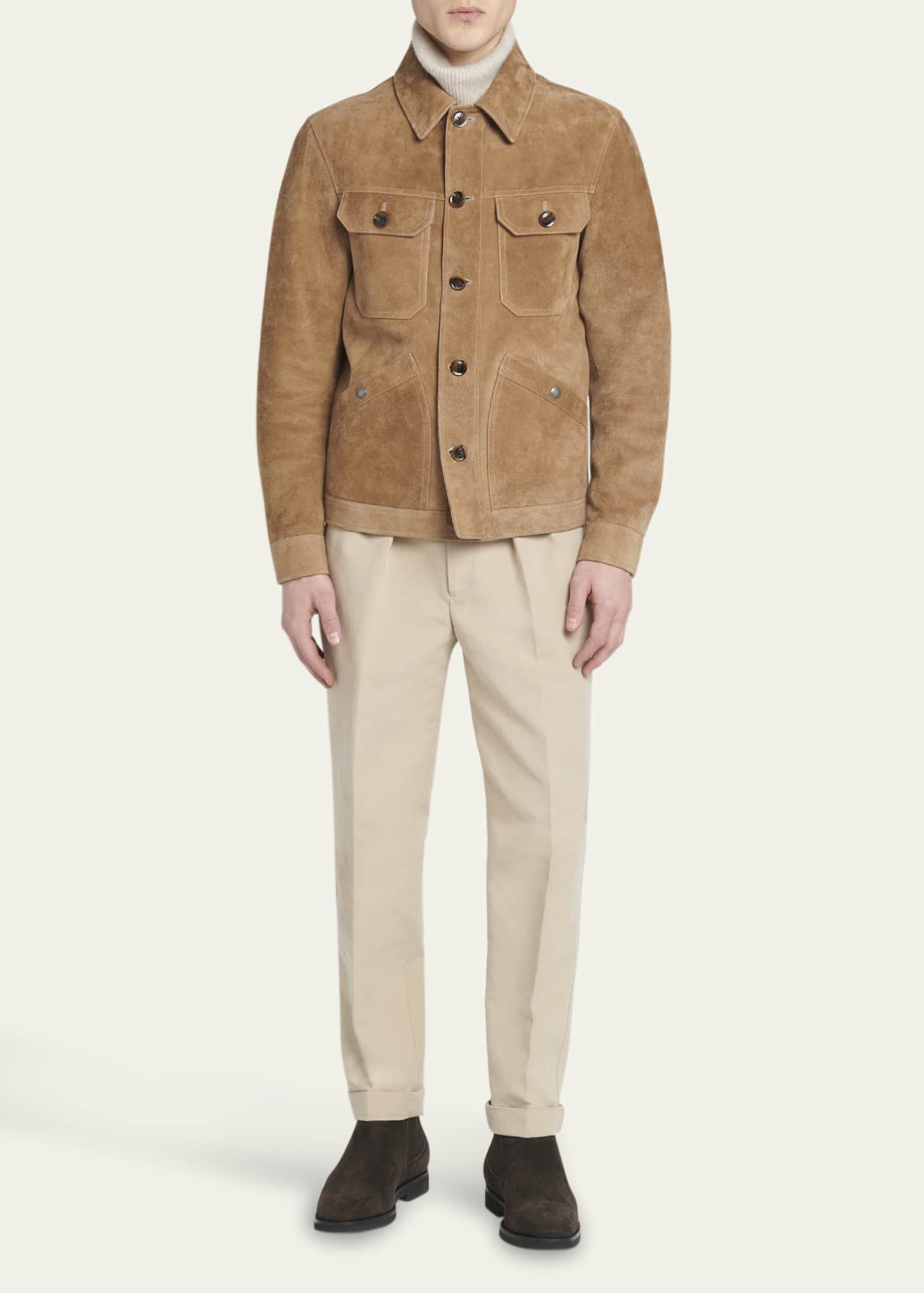 TOM FORD Men's Brushed Suede Concealed Zip Field Jacket Image 2 of 5