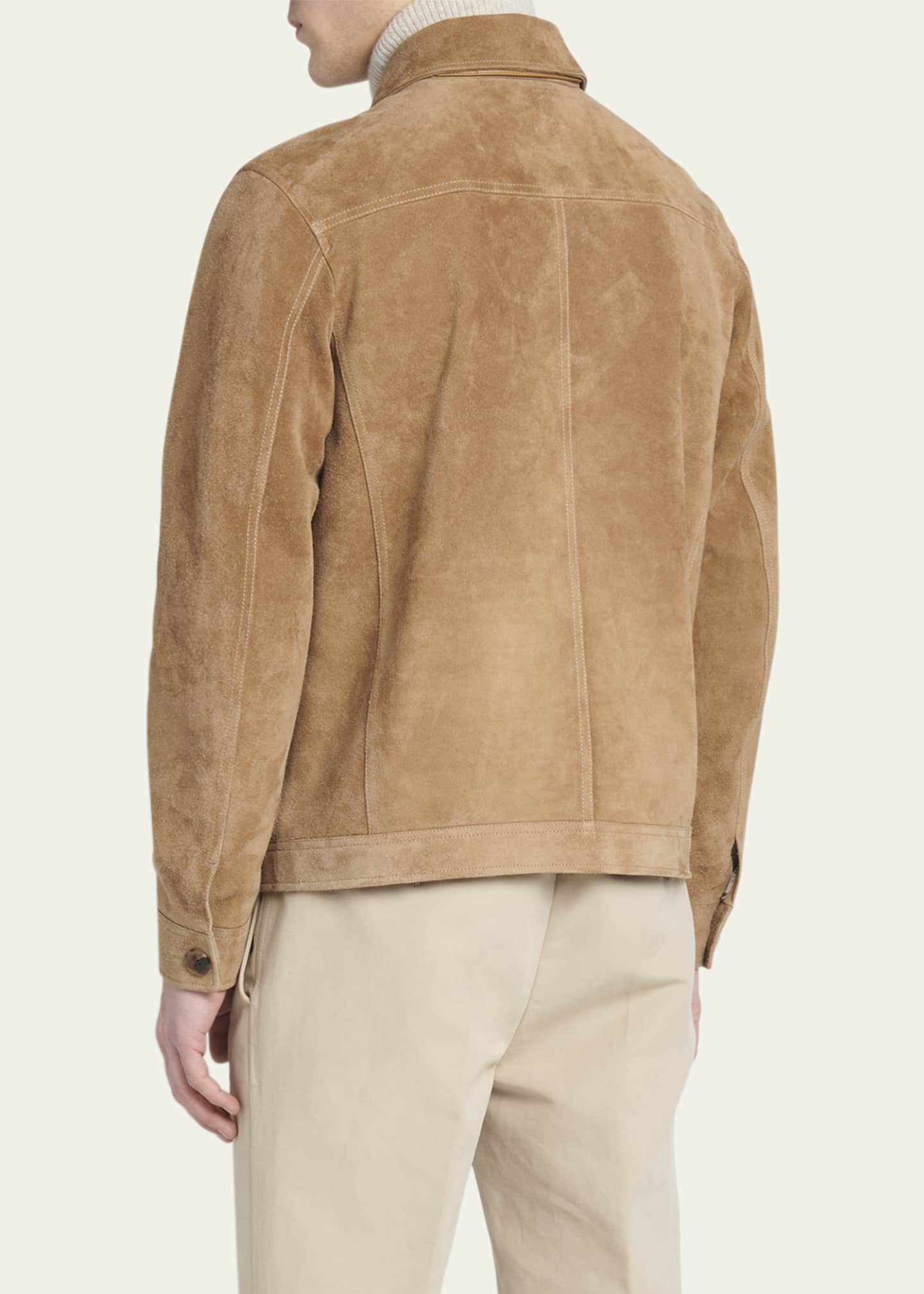 TOM FORD Men's Brushed Suede Concealed Zip Field Jacket Image 3 of 5