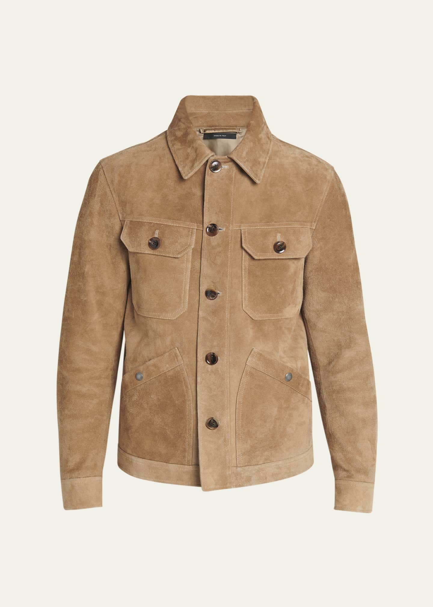 TOM FORD Men's Brushed Suede Concealed Zip Field Jacket Image 1 of 5