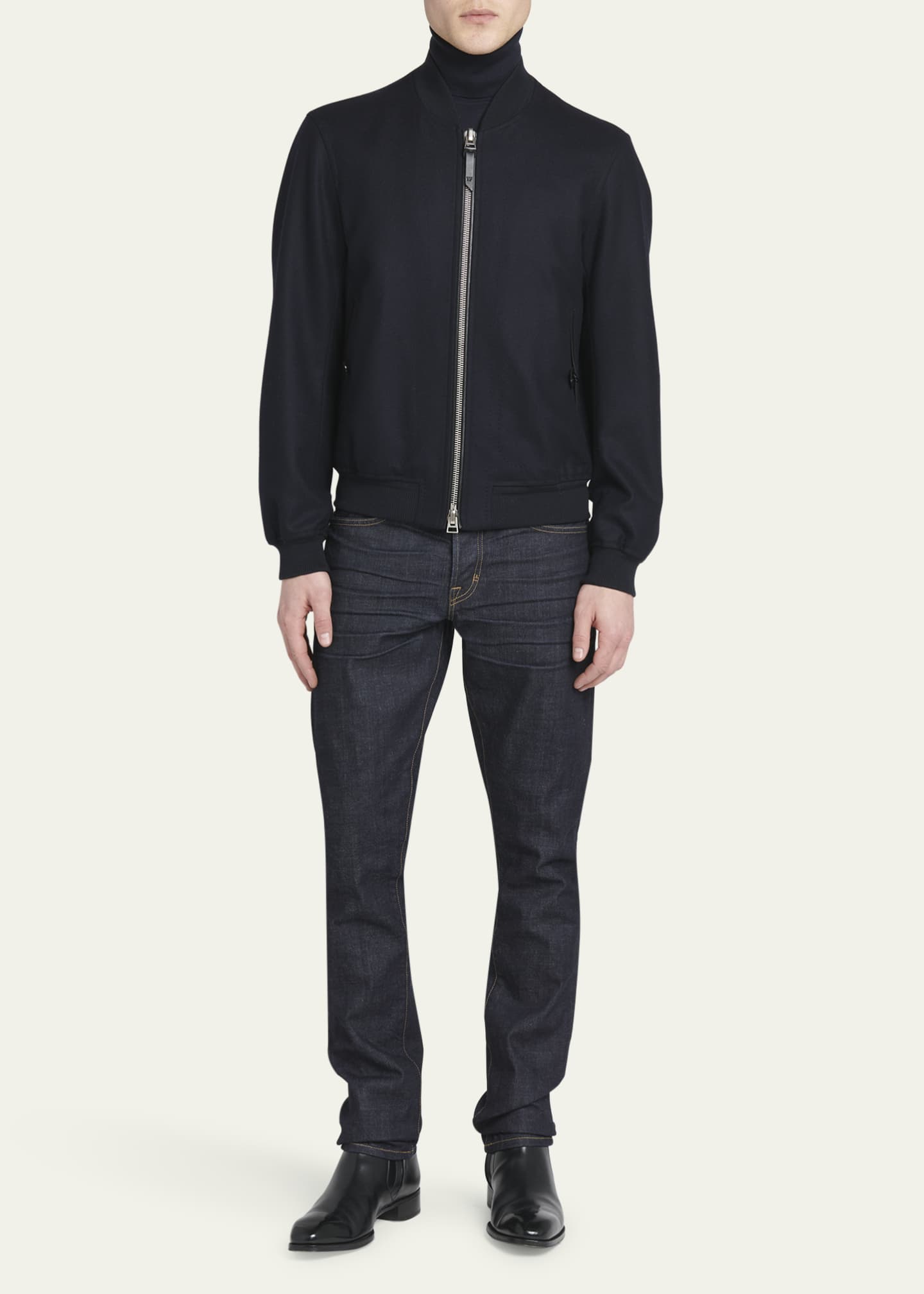 TOM FORD Men's Wool Felted Full-Zip Bomber Jacket Image 2 of 5