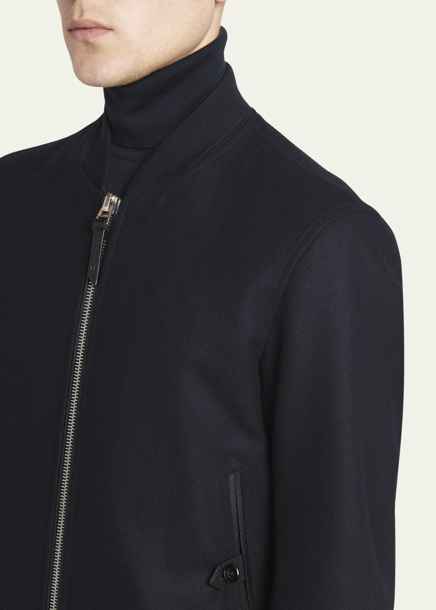 TOM FORD Men's Wool Felted Full-Zip Bomber Jacket Image 5 of 5