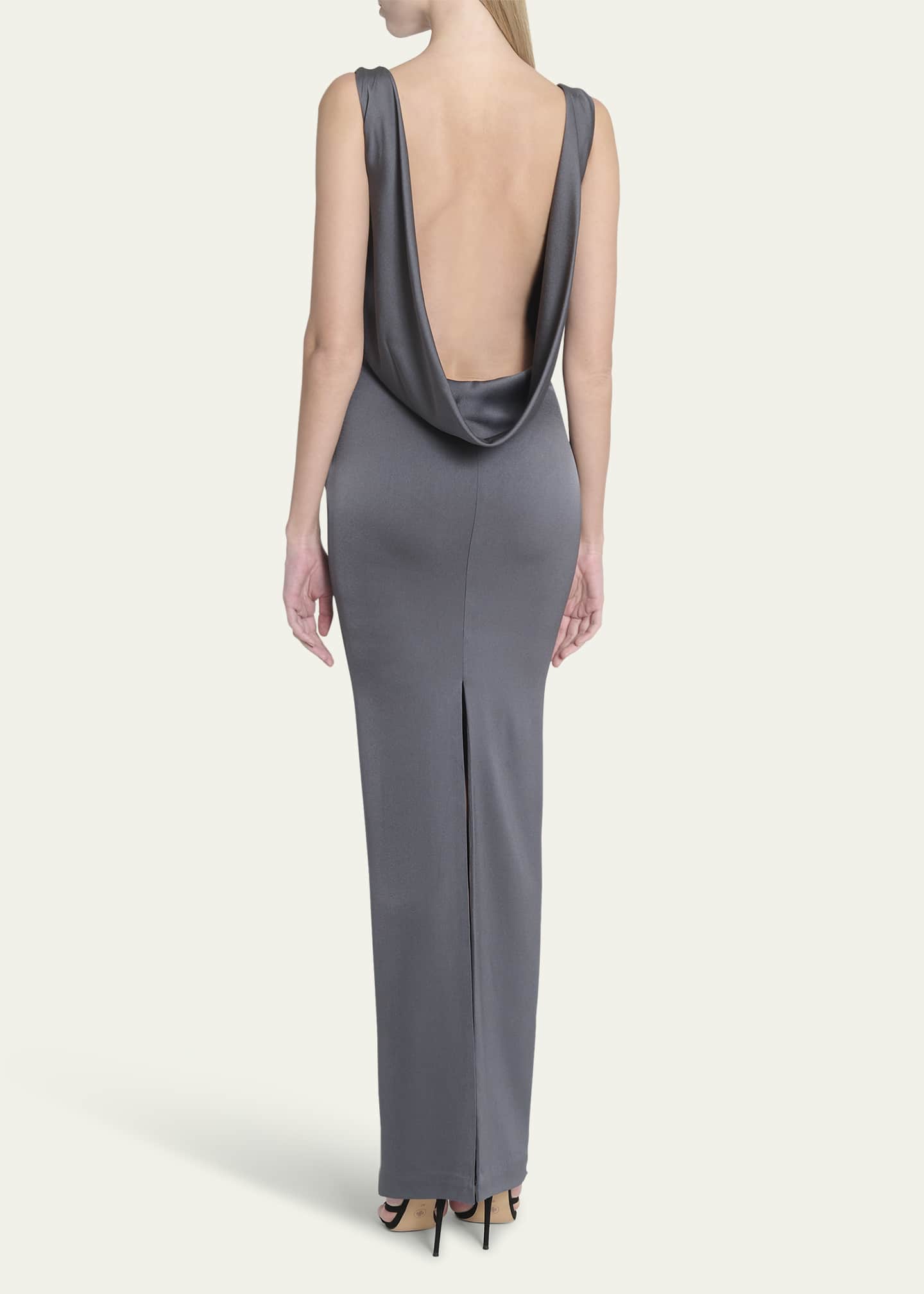 Alex Perry Backless Draped Satin Crepe Column Gown Image 3 of 5