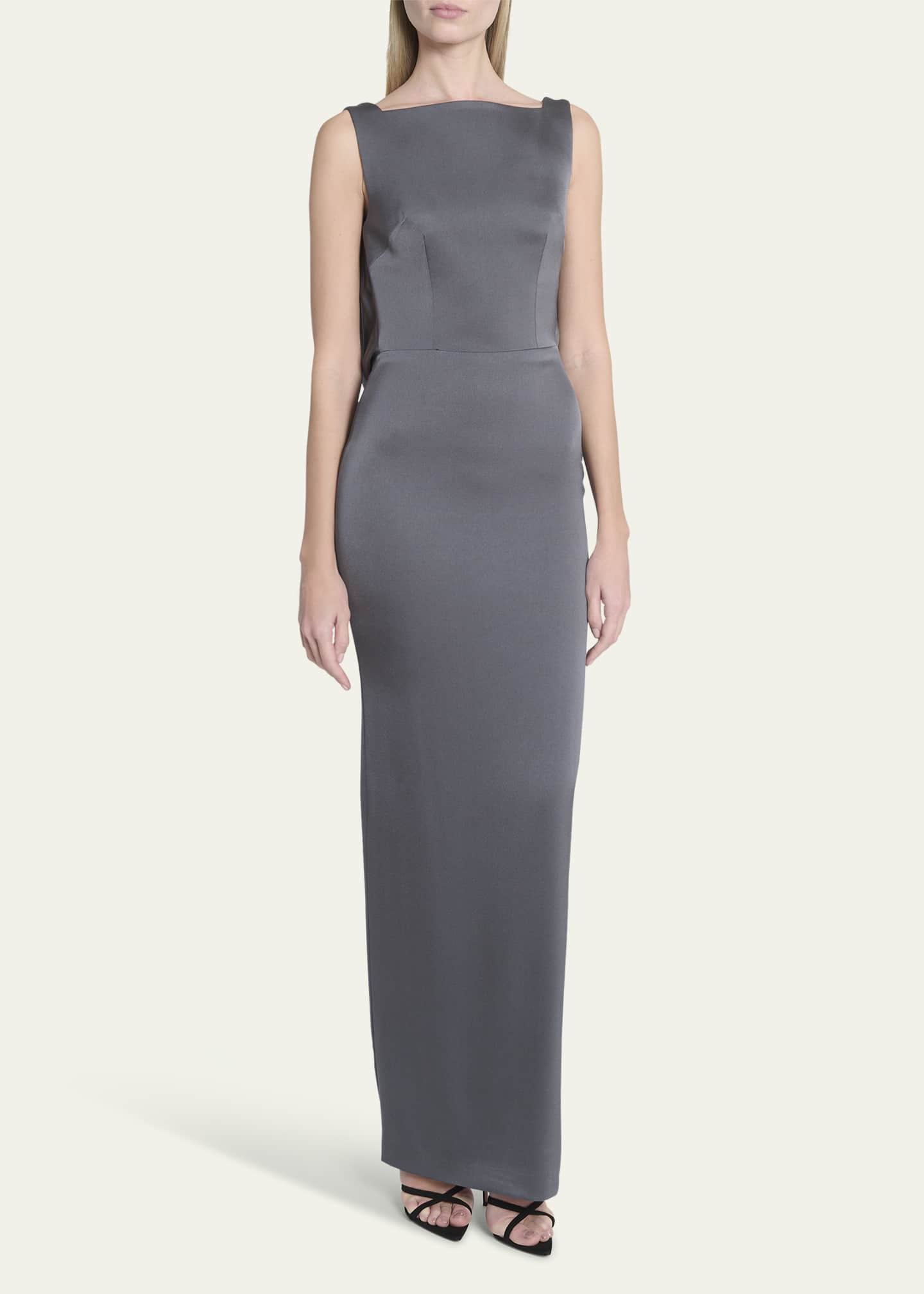 Alex Perry Backless Draped Satin Crepe Column Gown Image 4 of 5