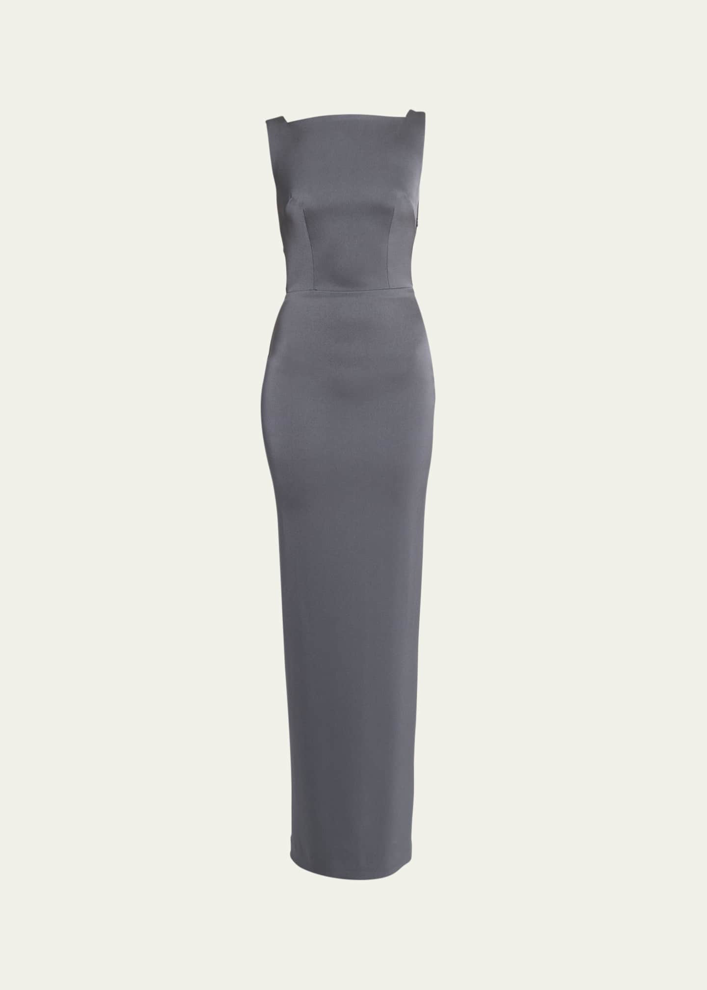 Alex Perry Backless Draped Satin Crepe Column Gown Image 1 of 5