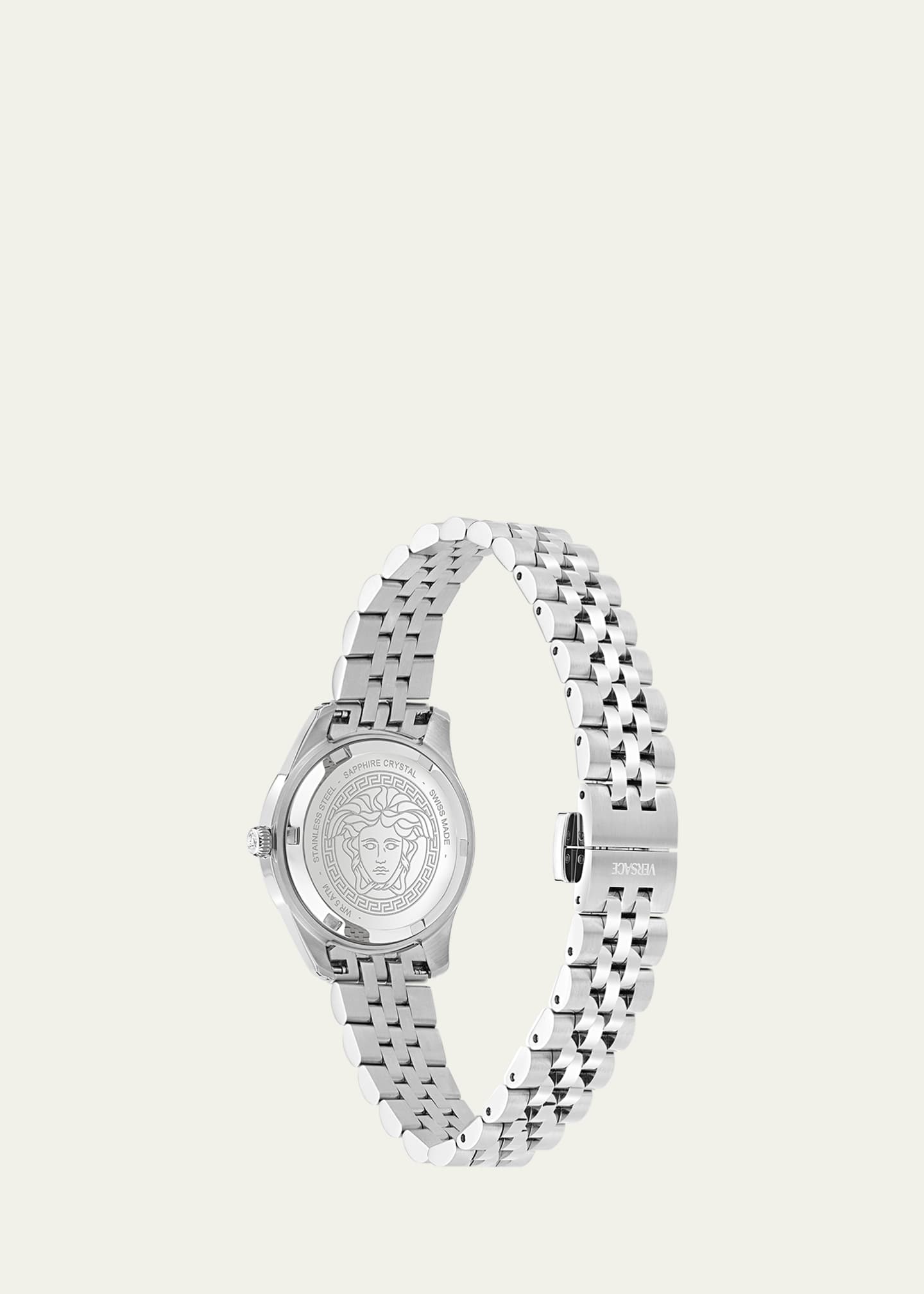 Versace 30mm Greca Time Watch with Bracelet Strap, Stainless Steel/Blue Image 4 of 5