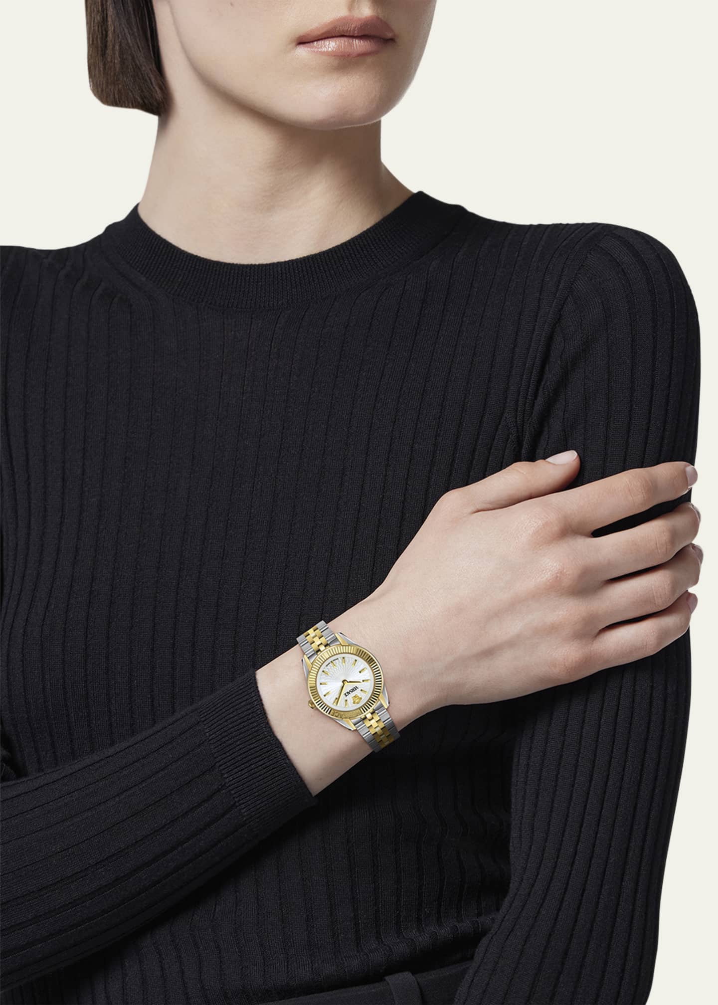 Versace 30mm Greca Time Watch with Bracelet Strap, Two Tone Image 2 of 5