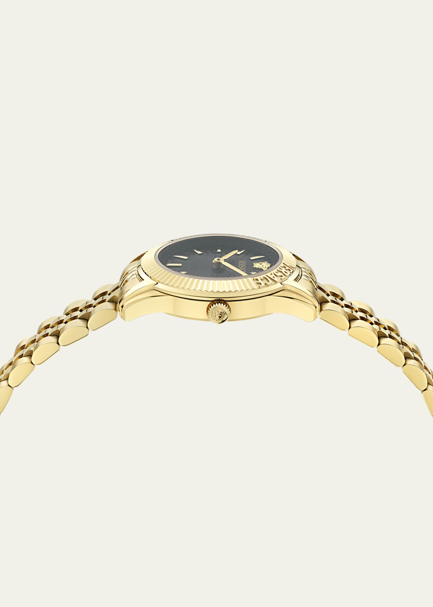 Versace 30mm Greca Time Watch with Bracelet Strap, Gold/Black Image 3 of 5