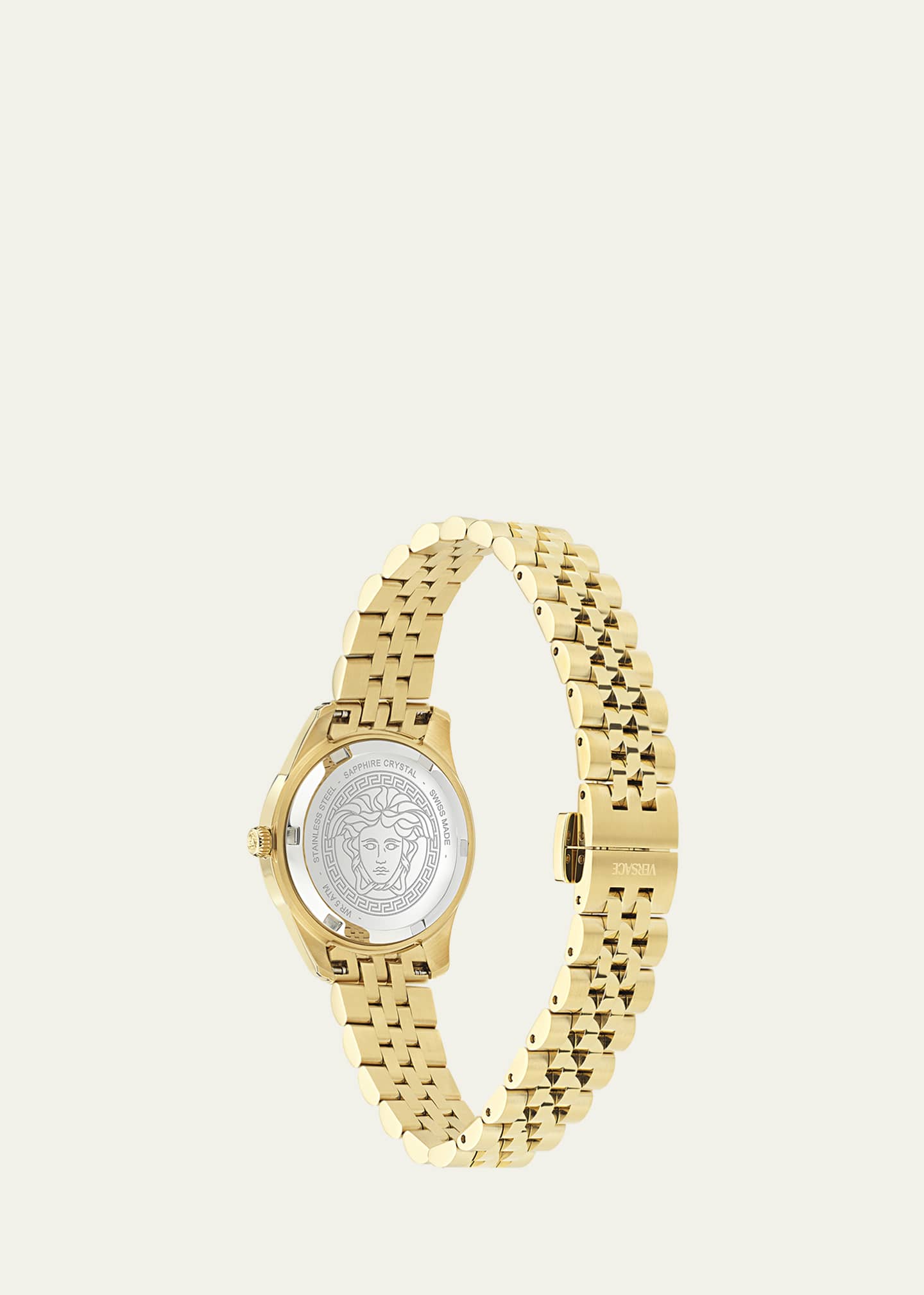 Versace 30mm Greca Time Watch with Bracelet Strap, Gold/Black Image 4 of 5