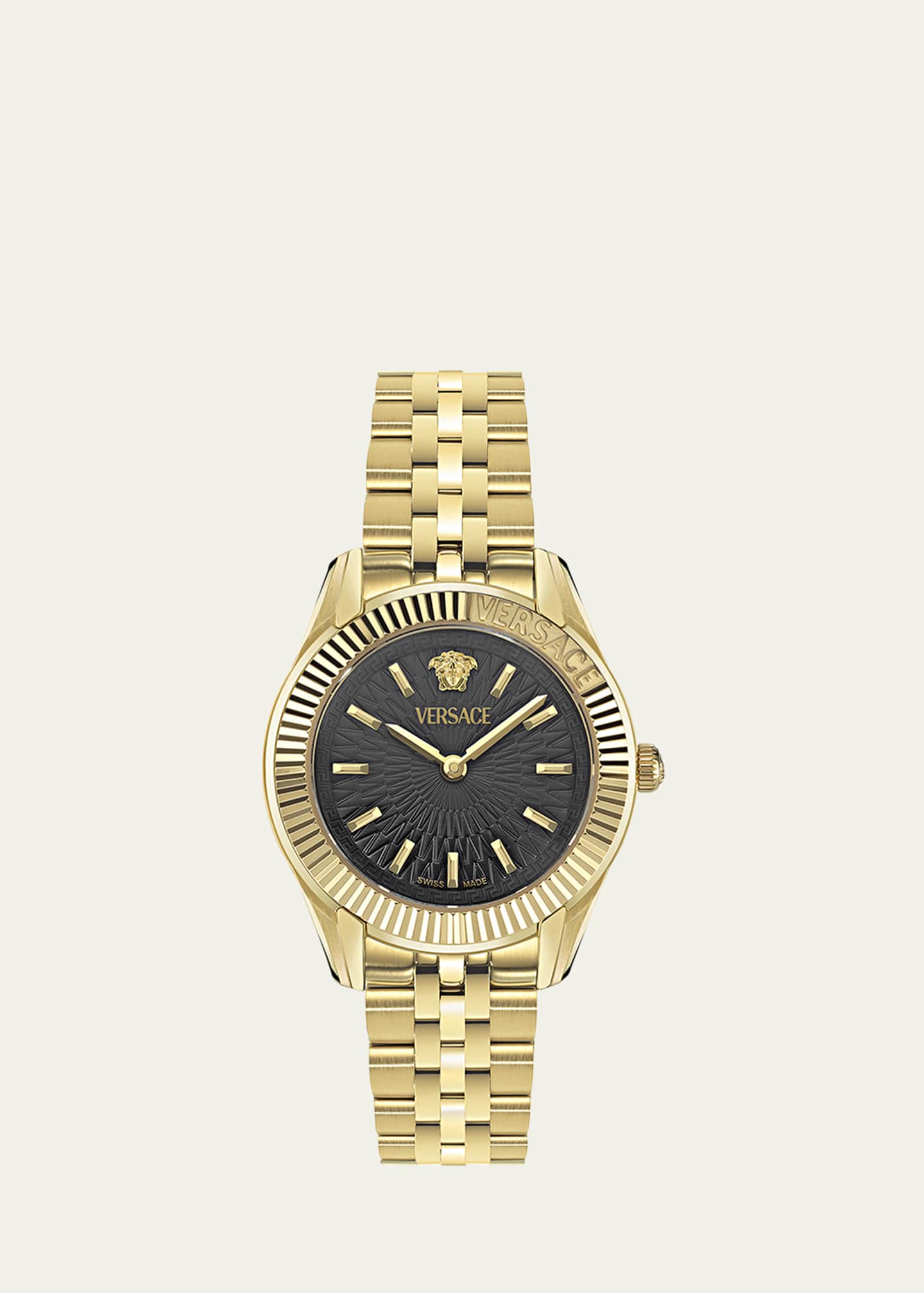 Versace 30mm Greca Time Watch with Bracelet Strap, Gold/Black Image 1 of 5