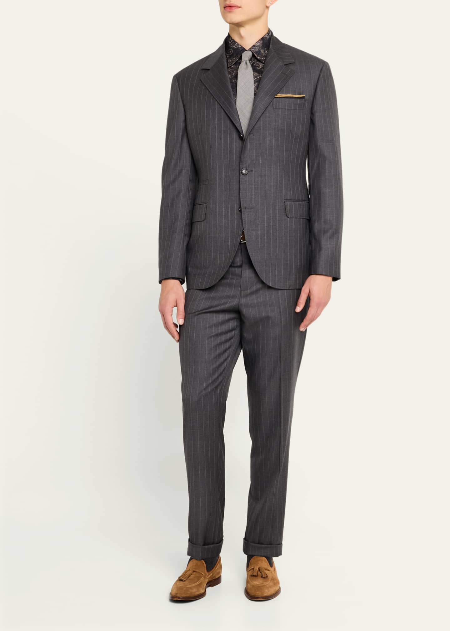 Brunello Cucinelli Men's 150s Wool Pinstripe Suit Image 2 of 8