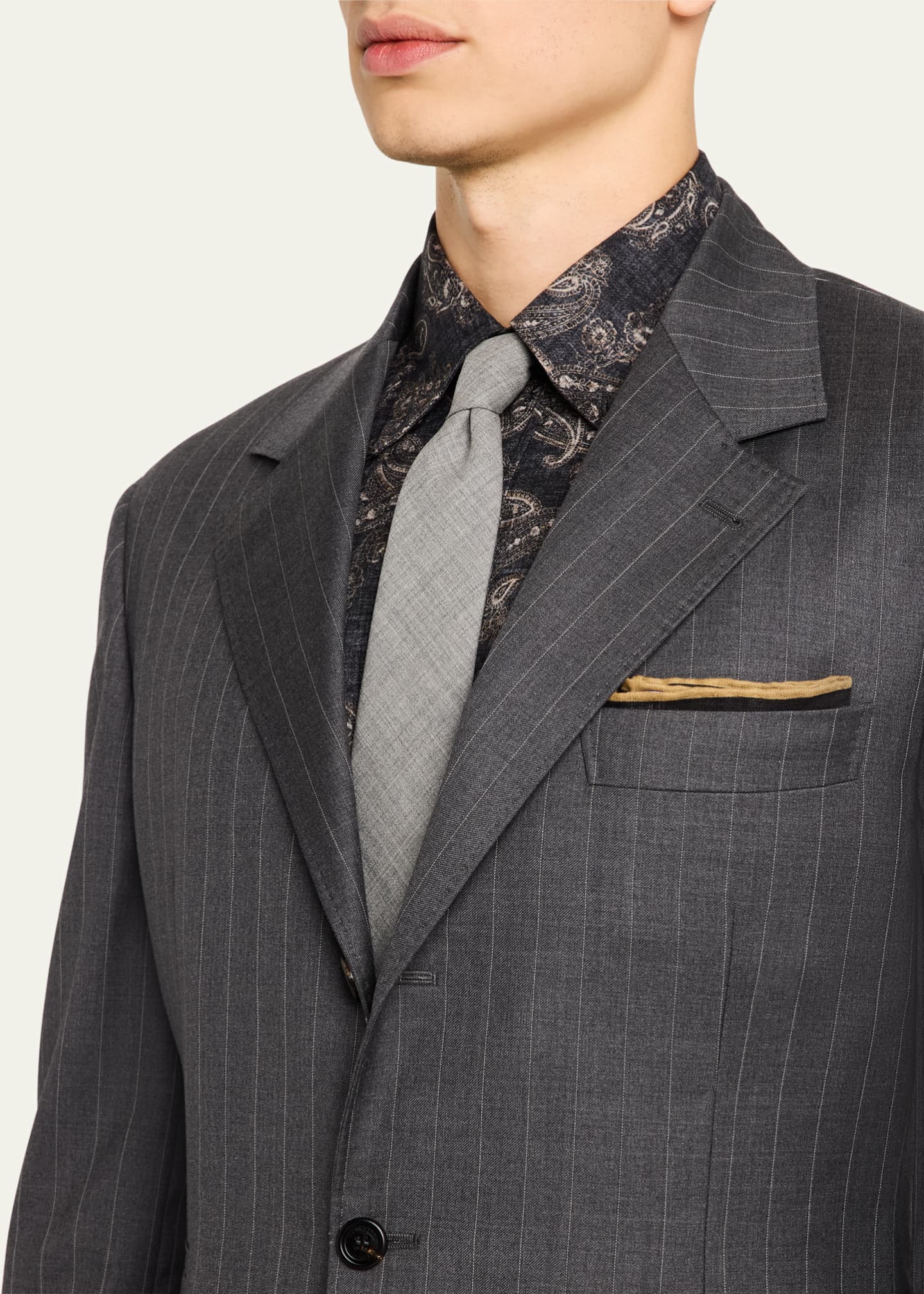 Brunello Cucinelli Men's 150s Wool Pinstripe Suit Image 6 of 8