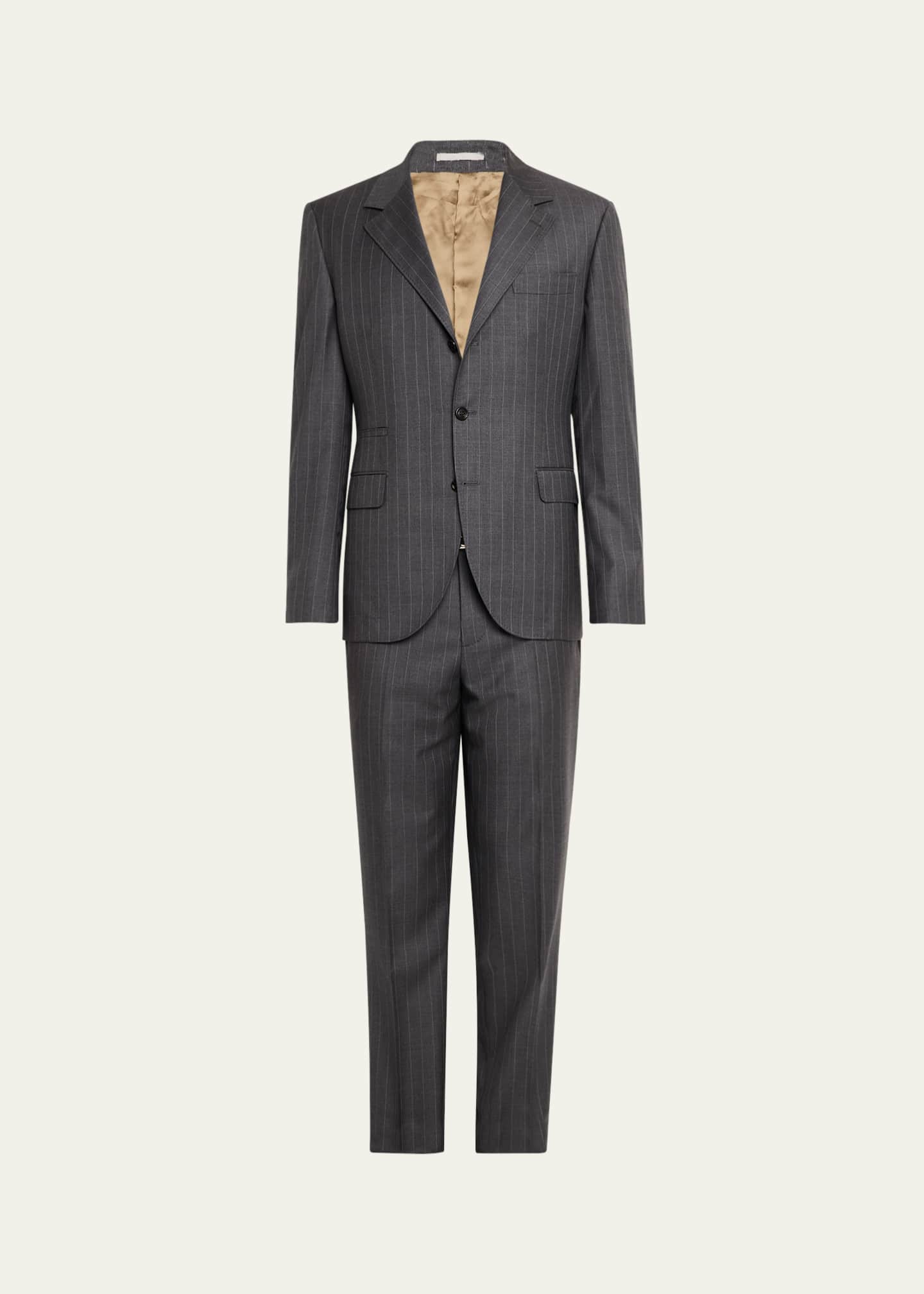 Brunello Cucinelli Men's 150s Wool Pinstripe Suit Image 1 of 8