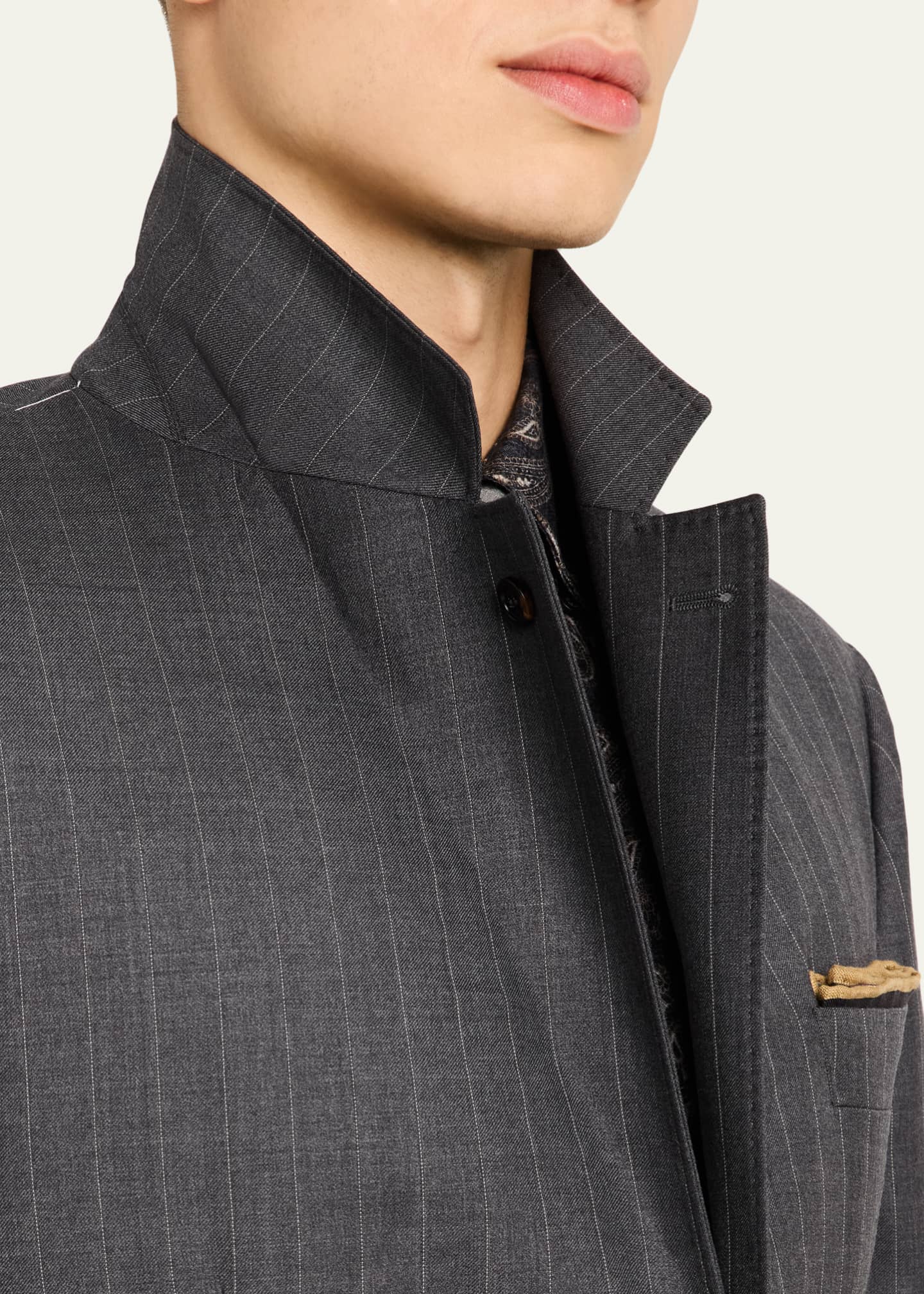 Brunello Cucinelli Men's 150s Wool Pinstripe Suit Image 8 of 8