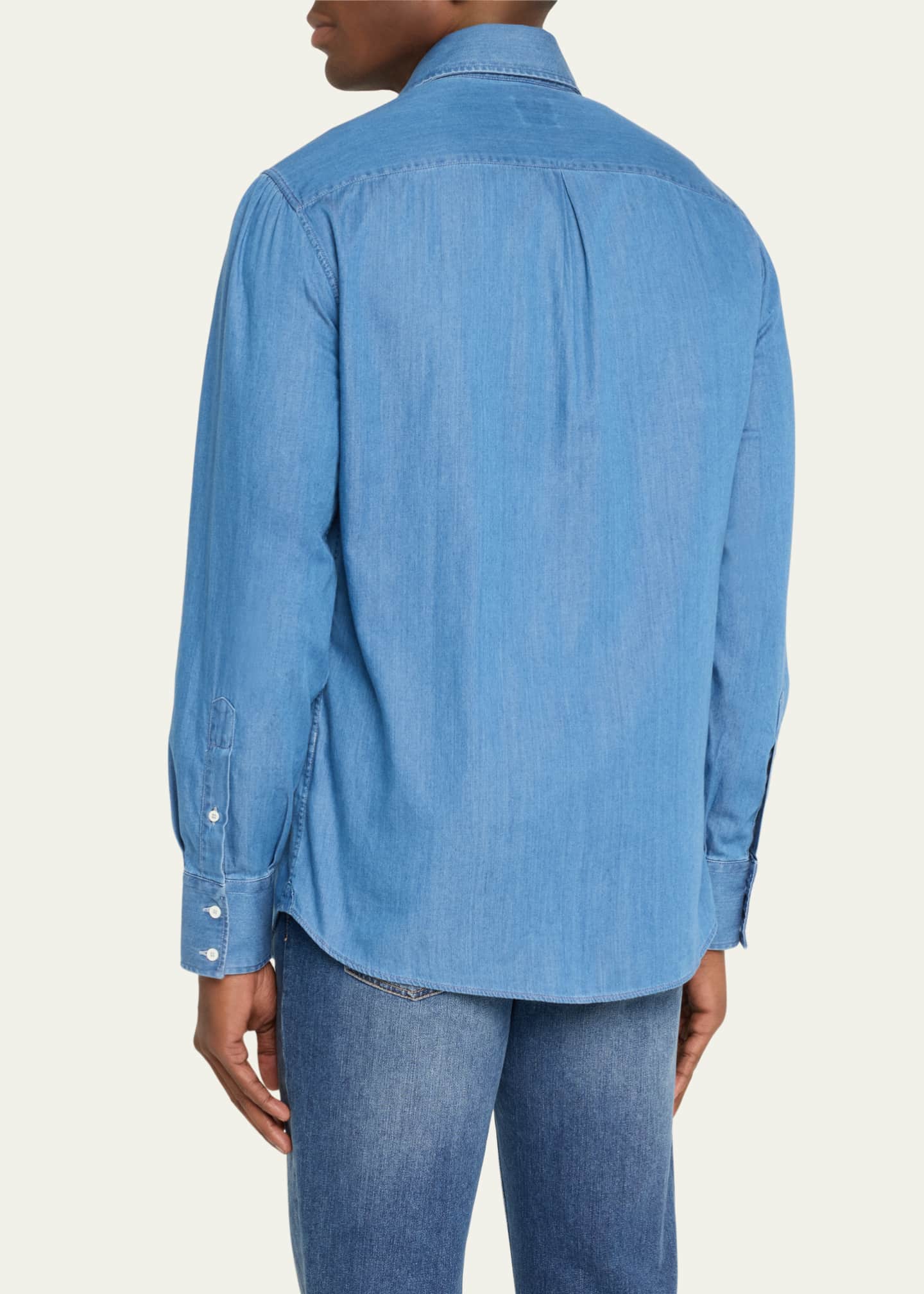 Brunello Cucinelli Men's Denim Sport Shirt Image 3 of 5