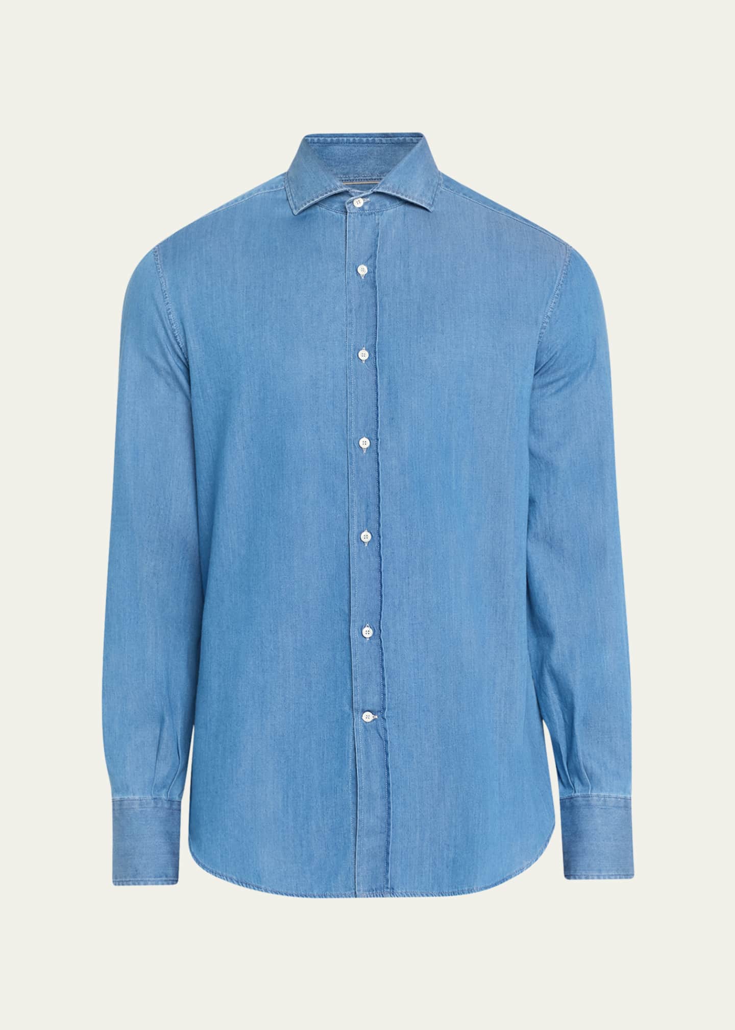 Brunello Cucinelli Men's Denim Sport Shirt Image 1 of 5