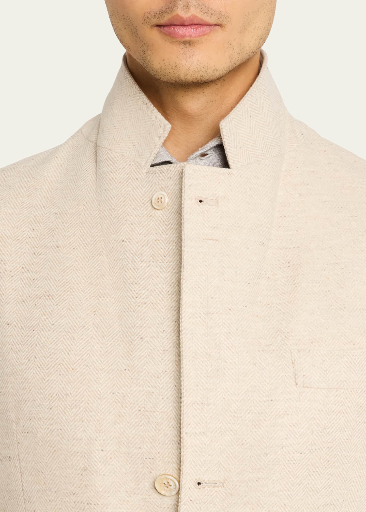 Brunello Cucinelli Men's Wool-Cashmere Herringbone Suit Image 8 of 8