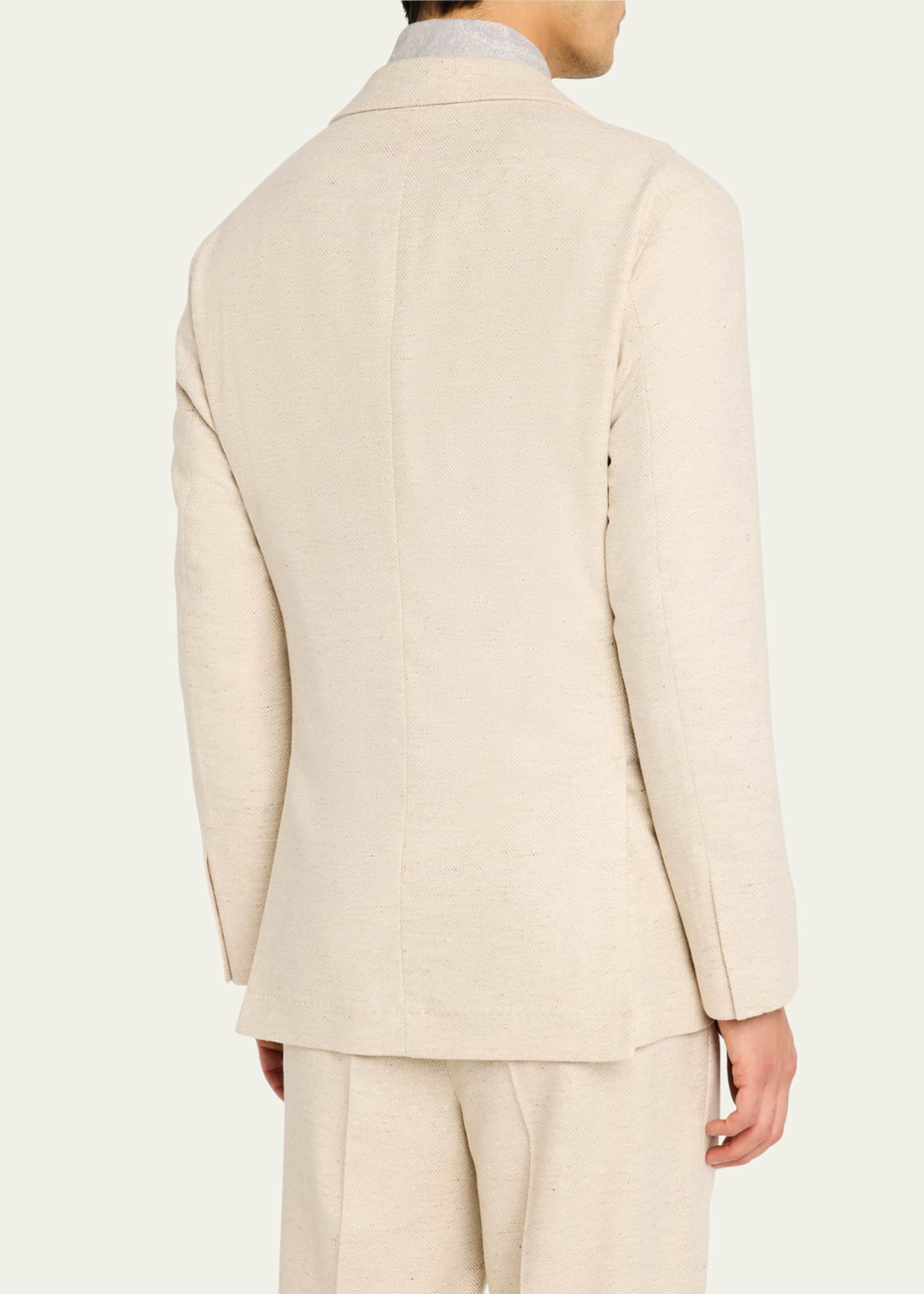 Brunello Cucinelli Men's Wool-Cashmere Herringbone Suit Image 5 of 8