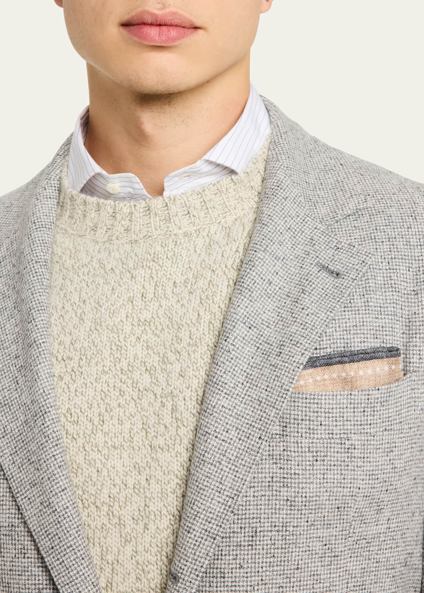 Brunello Cucinelli Men's Micro-Houndstooth Suit Image 6 of 8