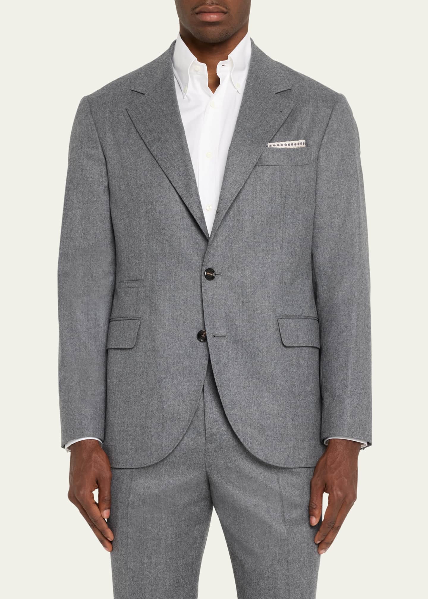 Brunello Cucinelli Men's Solid Wool Suit Image 4 of 5