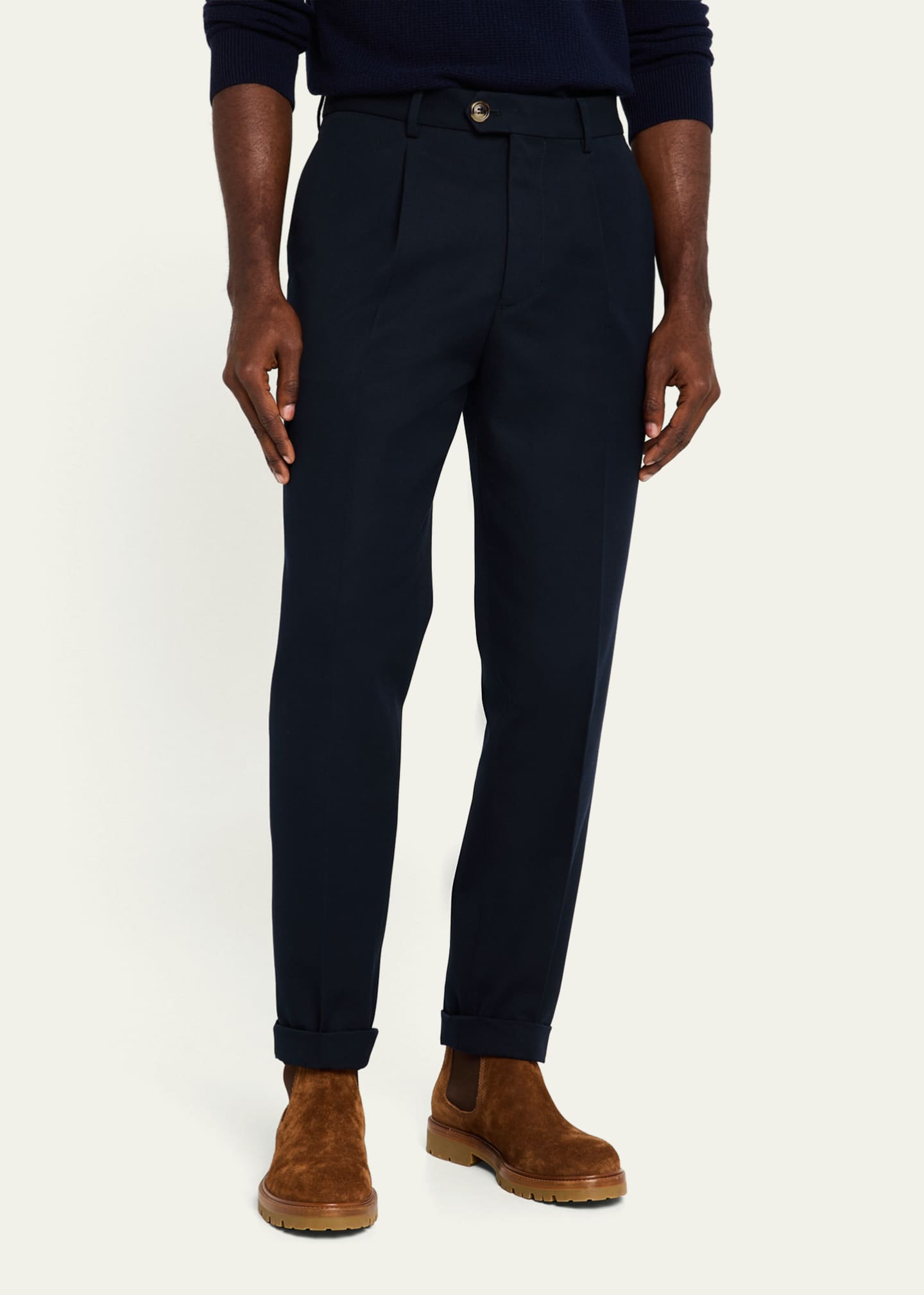 Brunello Cucinelli Men's Pleated Twill Trousers - Bergdorf Goodman