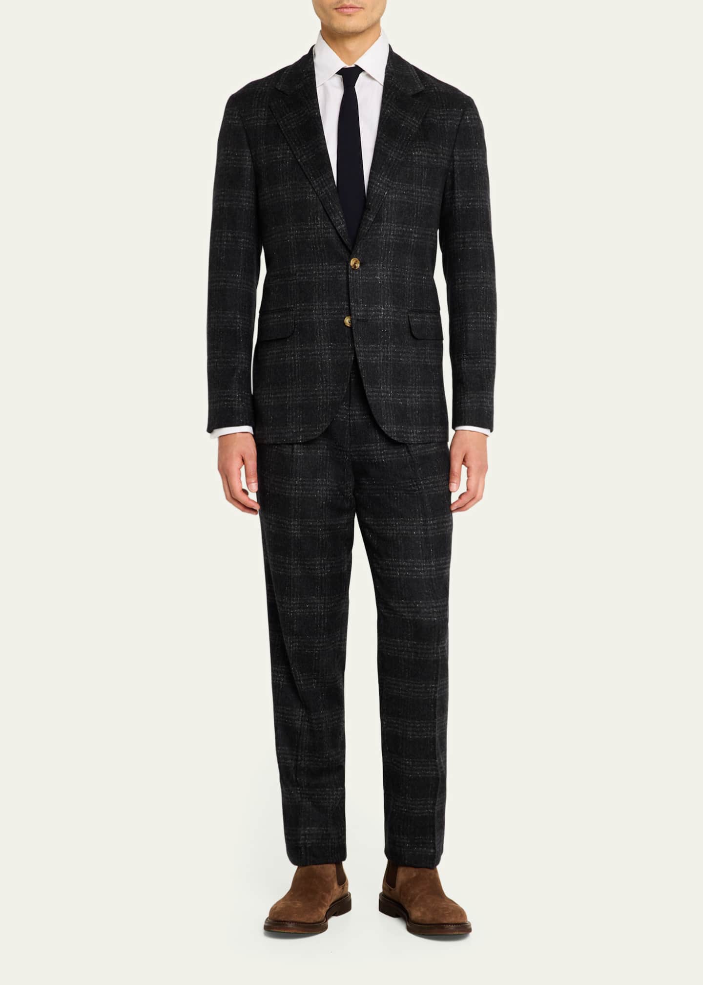 Brunello Cucinelli Men's Speckled Check Suit Image 2 of 8