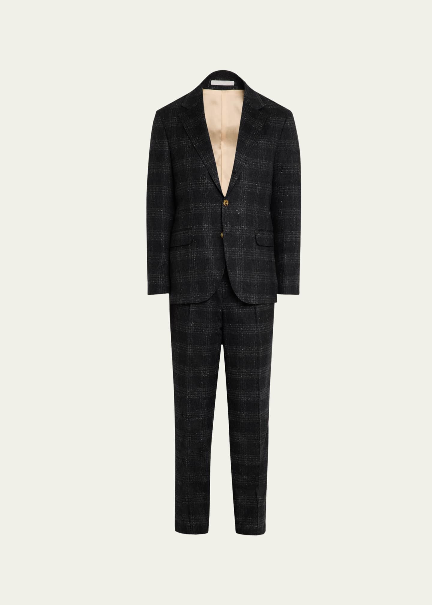 Brunello Cucinelli Men's Speckled Check Suit Image 1 of 8