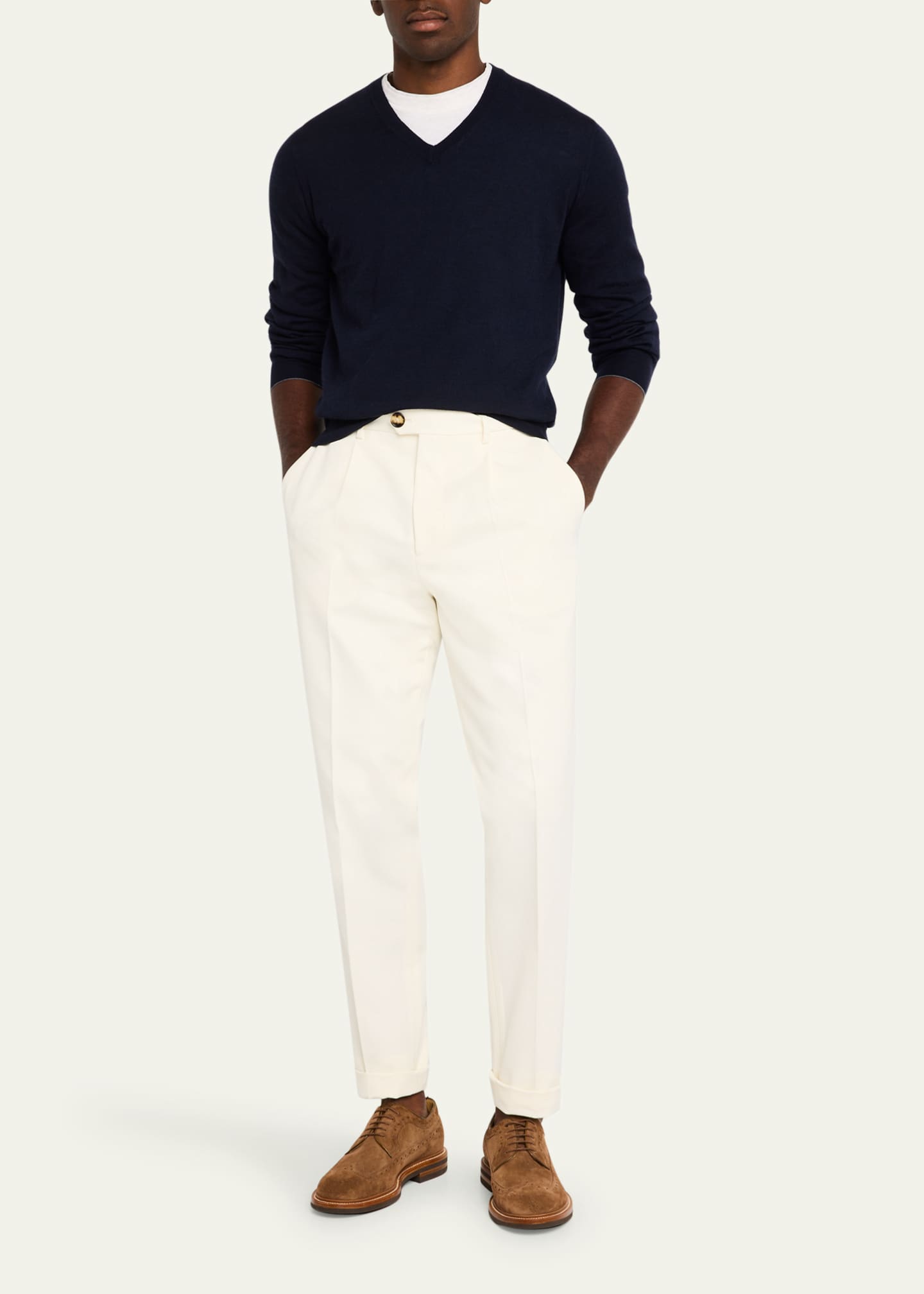 Brunello Cucinelli Men's Wool-Cashmere V-Neck Sweater - Bergdorf