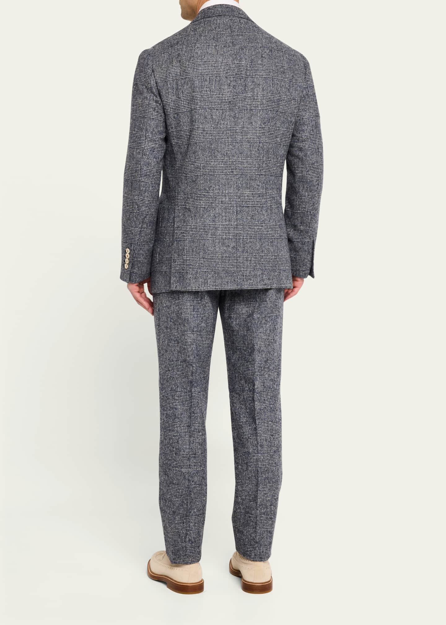 Brunello Cucinelli Men's Double-Breasted Plaid Suit Image 3 of 8