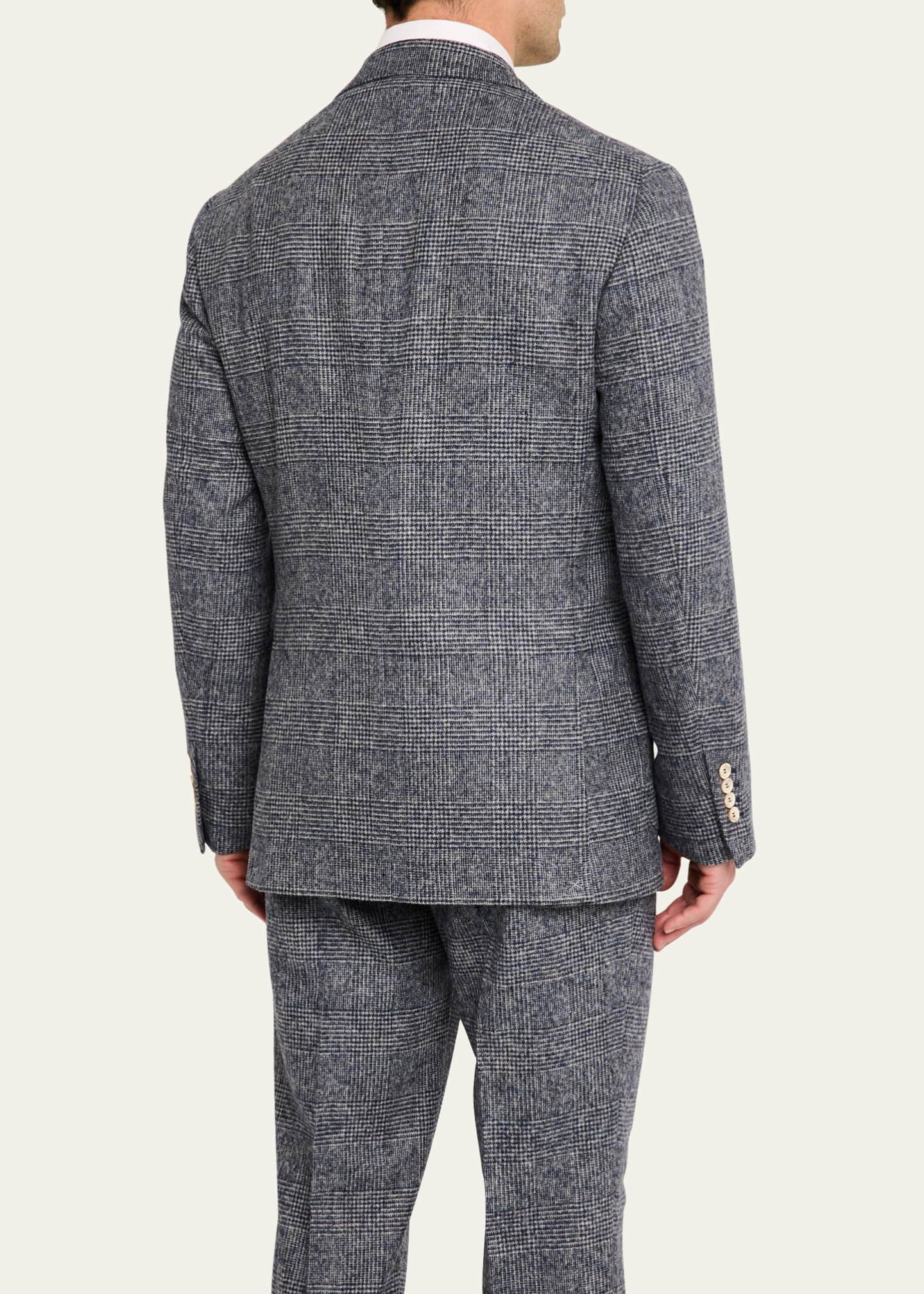 Brunello Cucinelli Men's Double-Breasted Plaid Suit Image 5 of 8