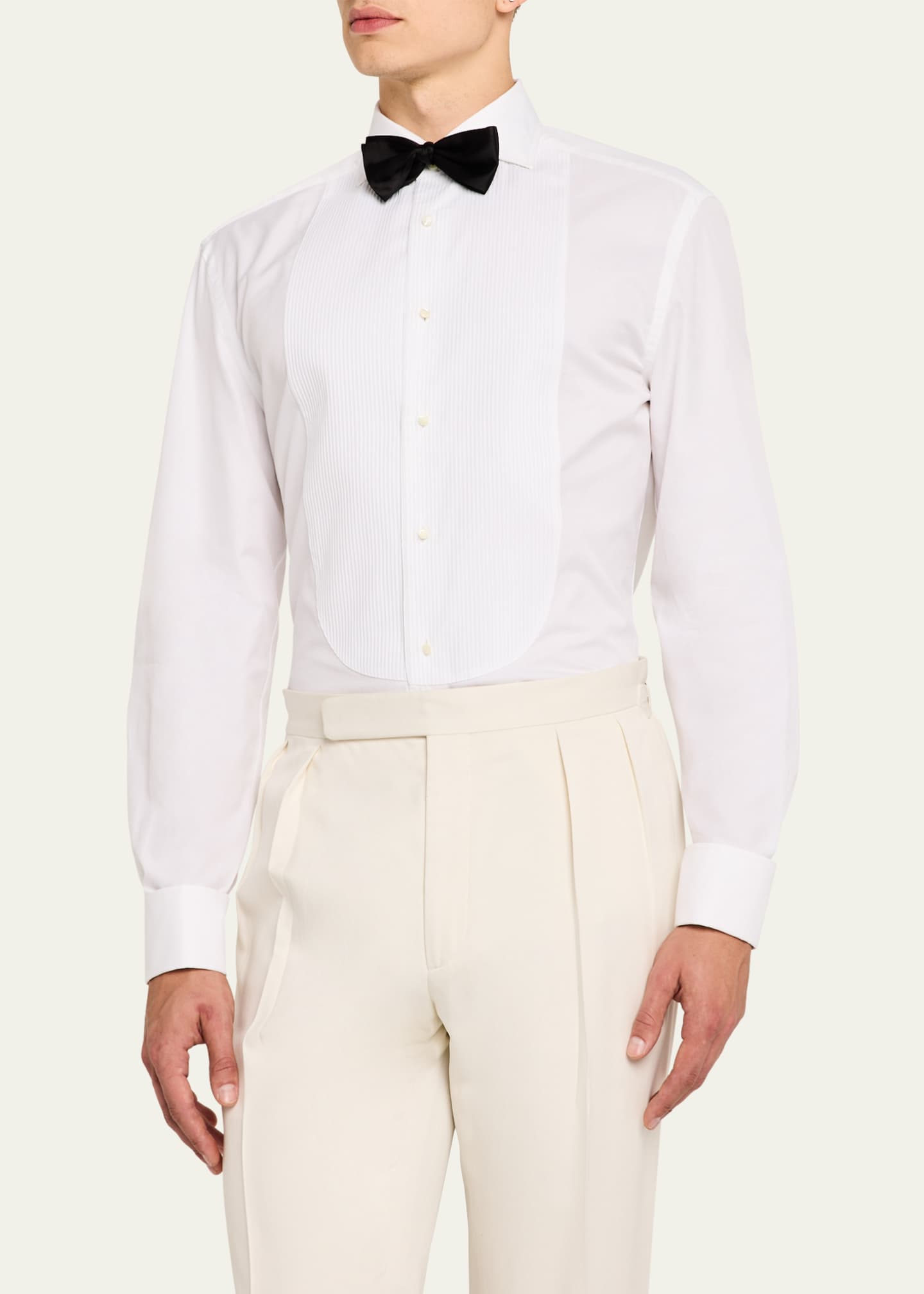 Brunello Cucinelli Men's Bibbed Tuxedo Shirt Image 4 of 5