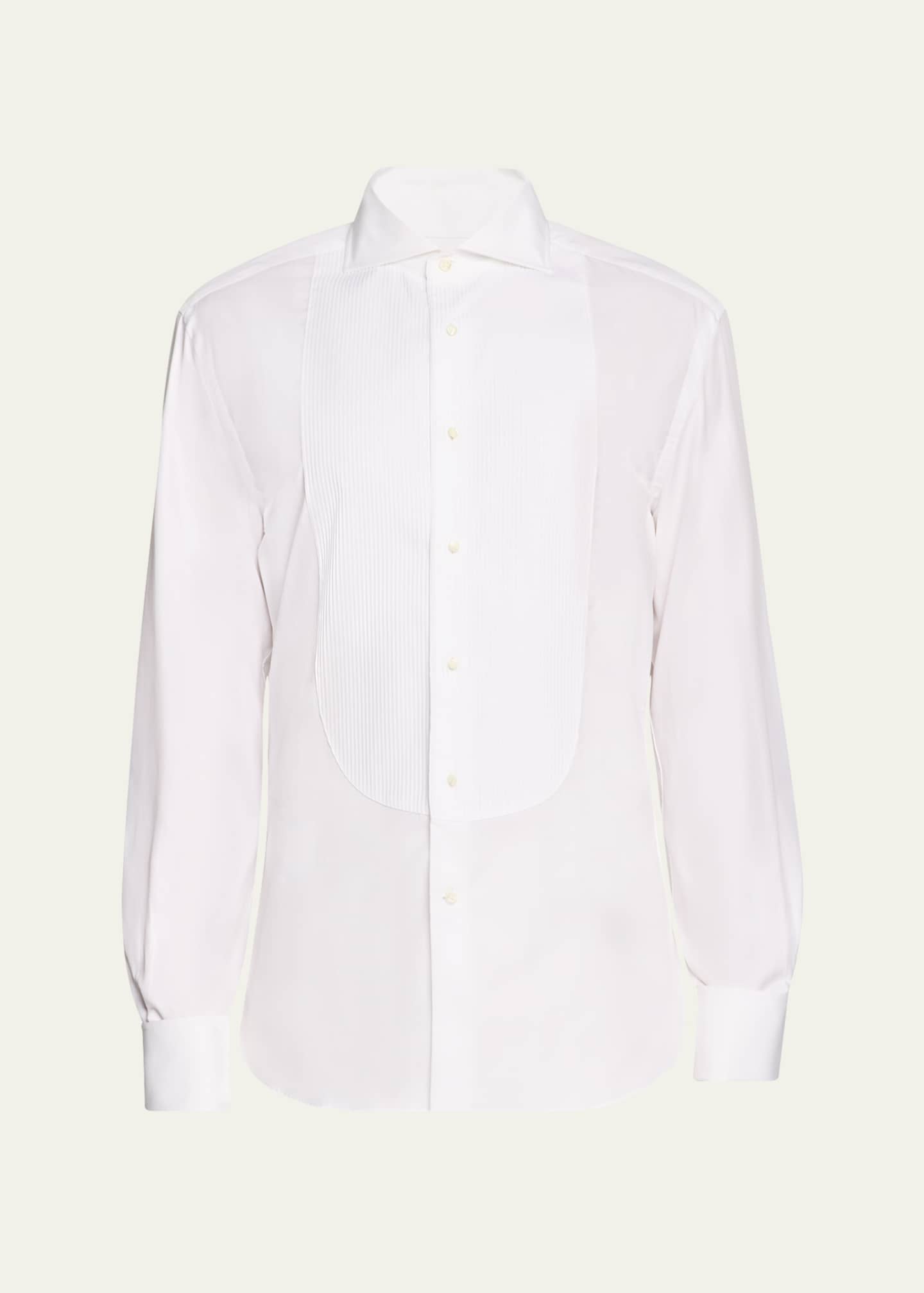 Brunello Cucinelli Men's Bibbed Tuxedo Shirt Image 1 of 5
