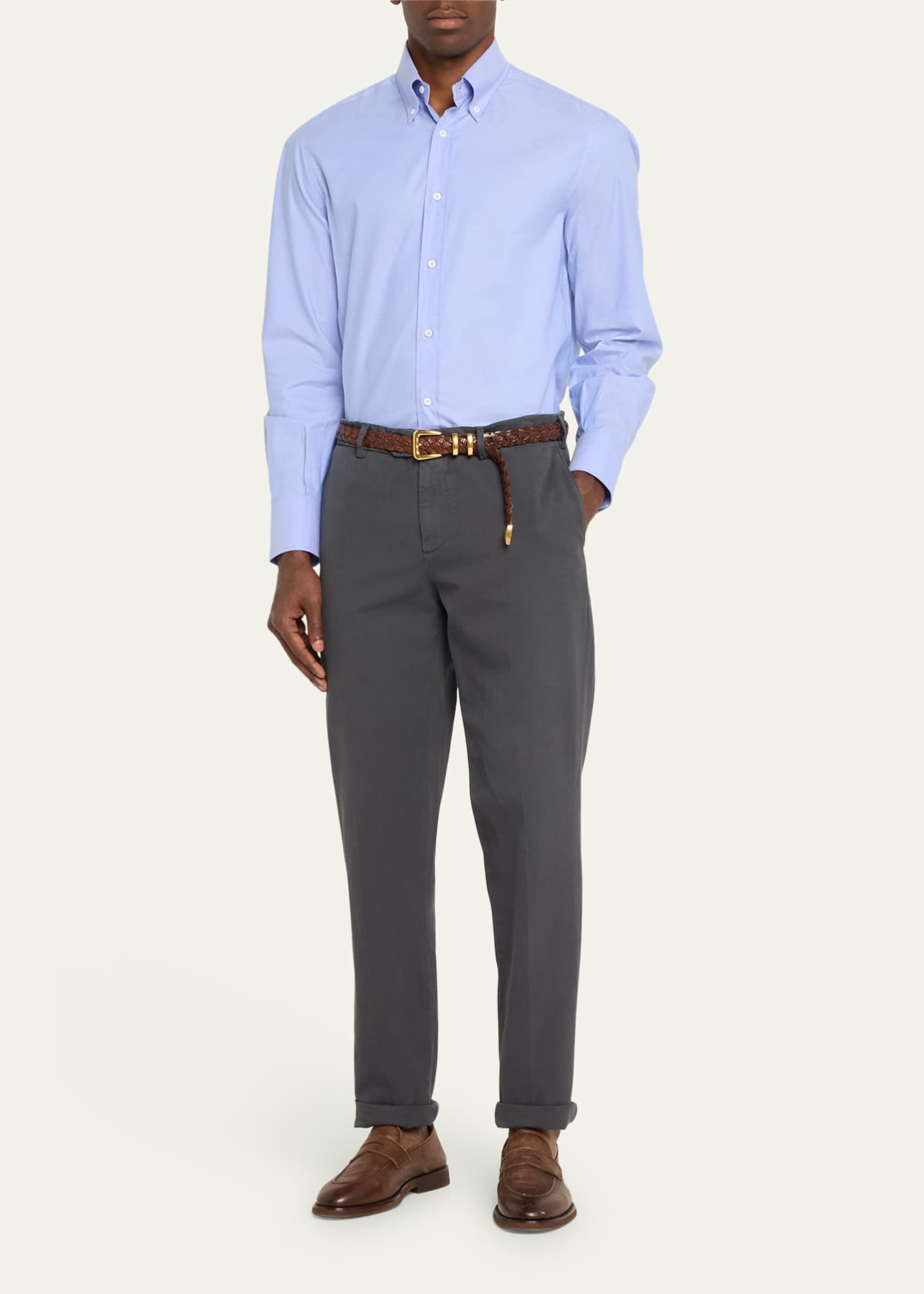 Brunello Cucinelli Men's Oxford Sport Shirt Image 2 of 5