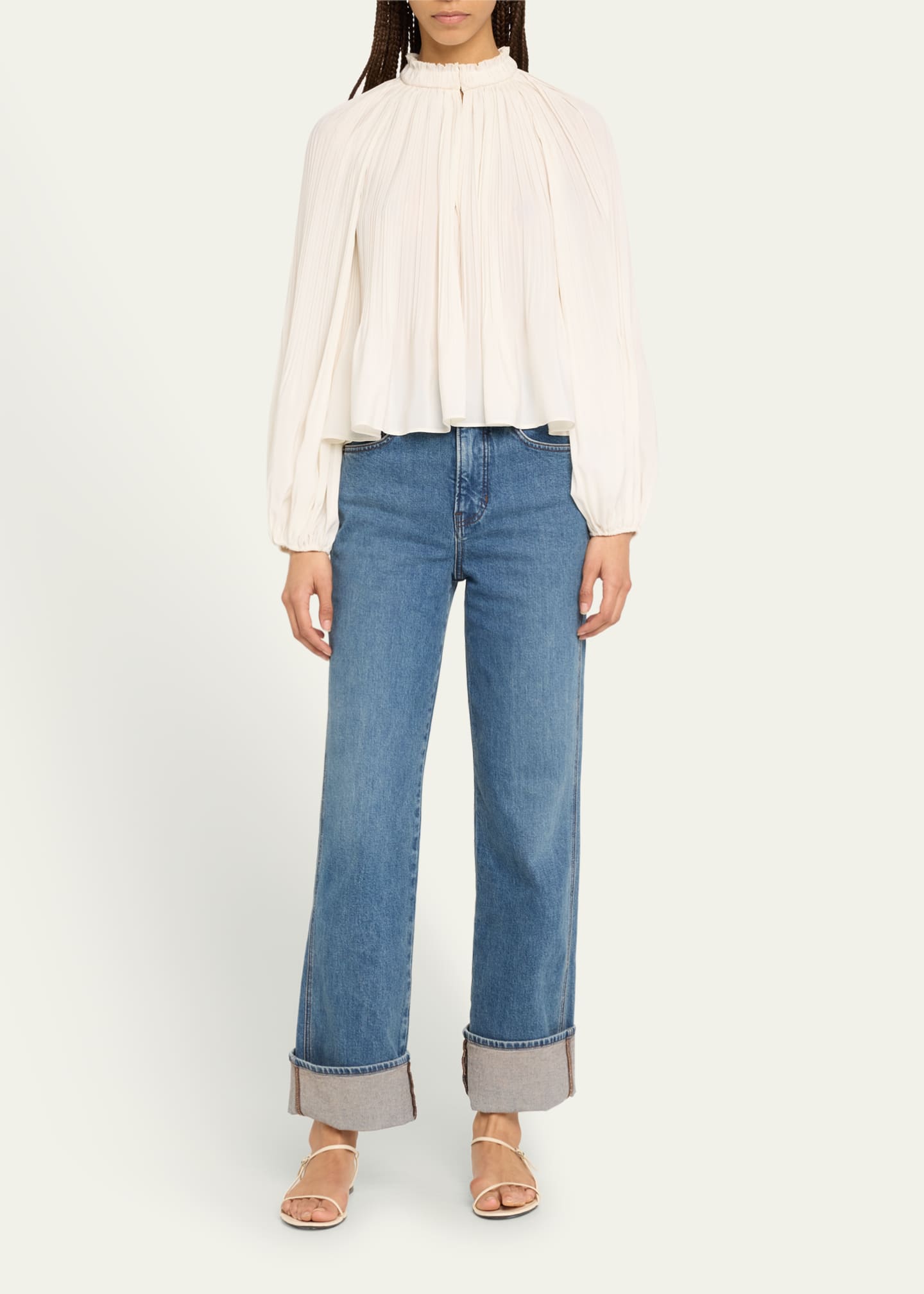 Veronica Beard Dylan Straight-Leg Cuffed Jeans Image 2 of 5