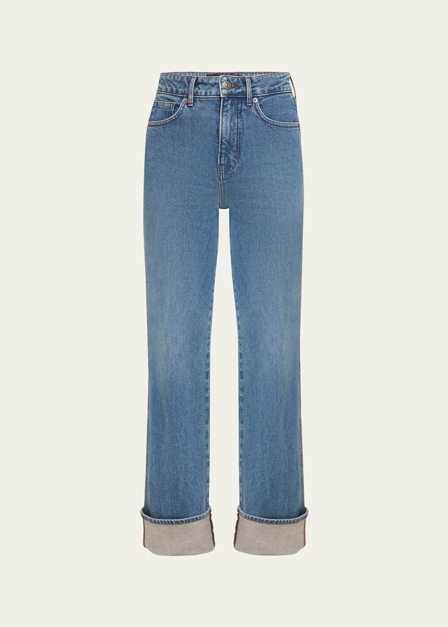 Veronica Beard Dylan Straight-Leg Cuffed Jeans Image 1 of 5