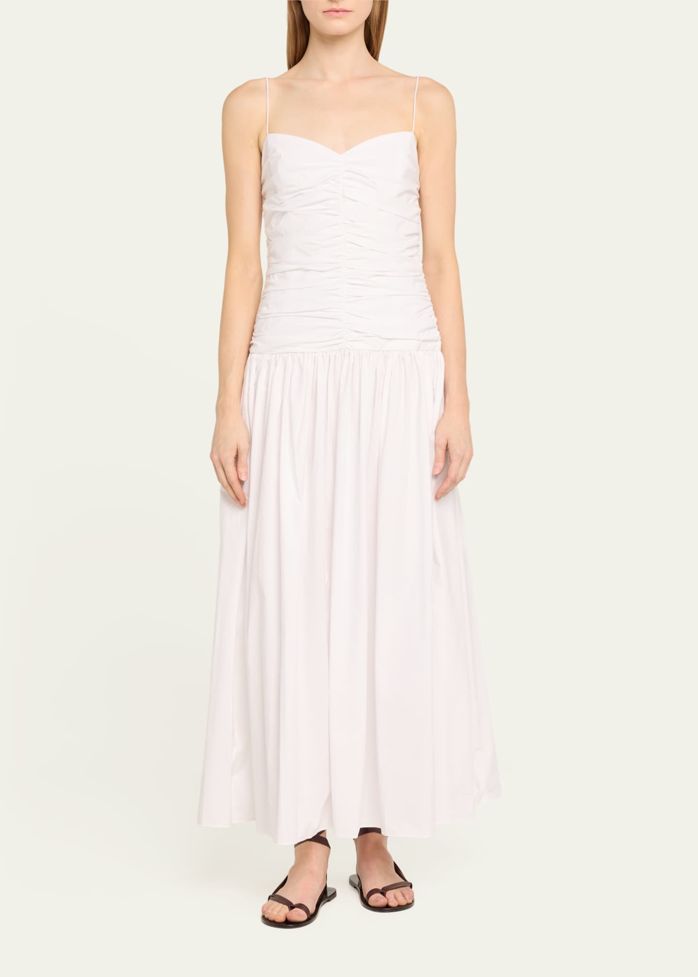 Gathered Drop-Waist Midi Dress