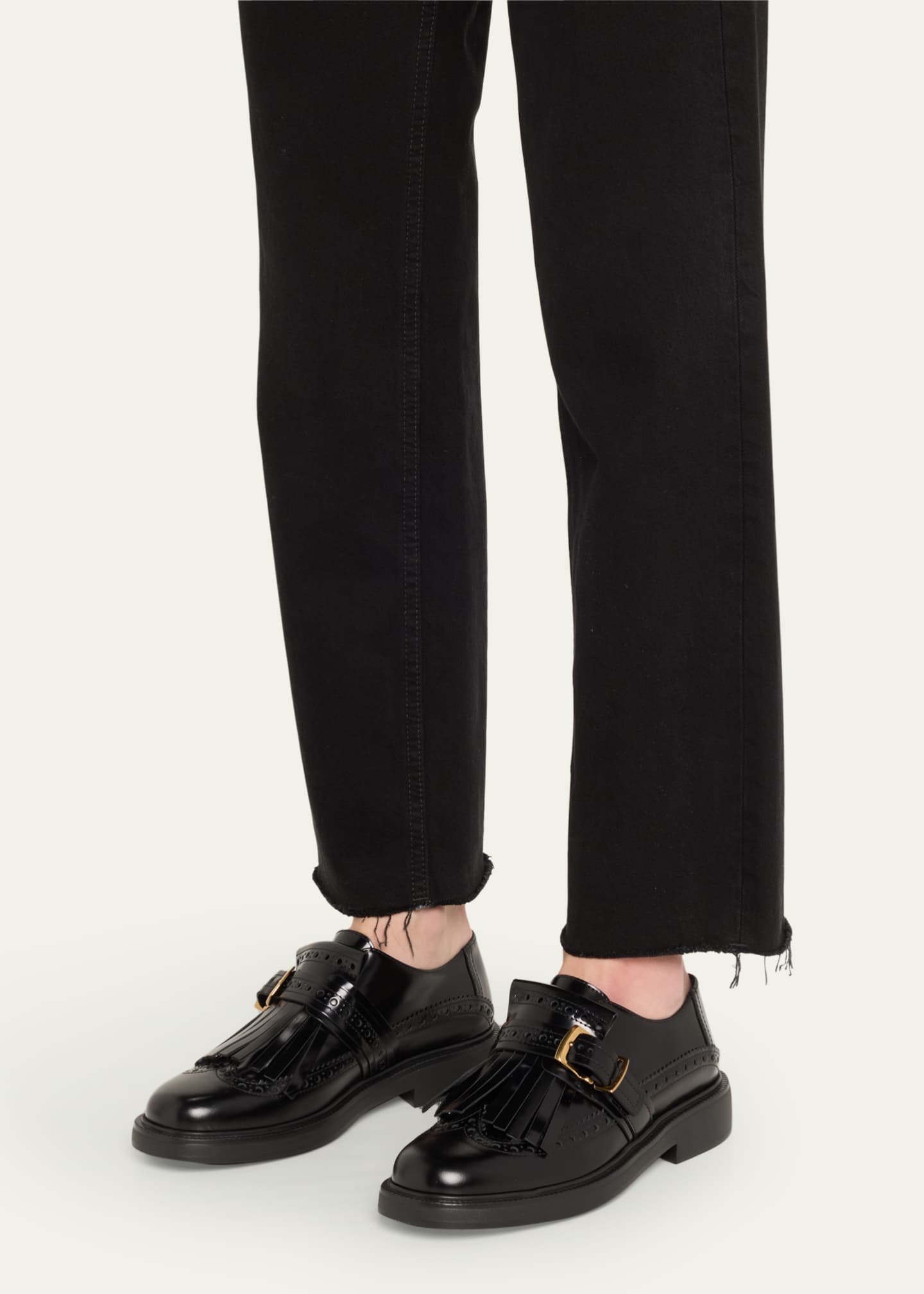 Gomma Leather Kiltie Buckle Oxford Loafers