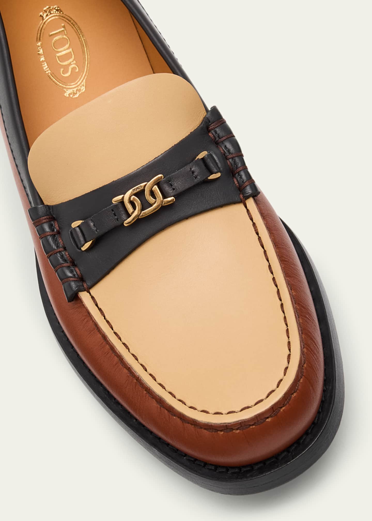Tod's Colorblock Leather Chain Loafers - Bergdorf Goodman