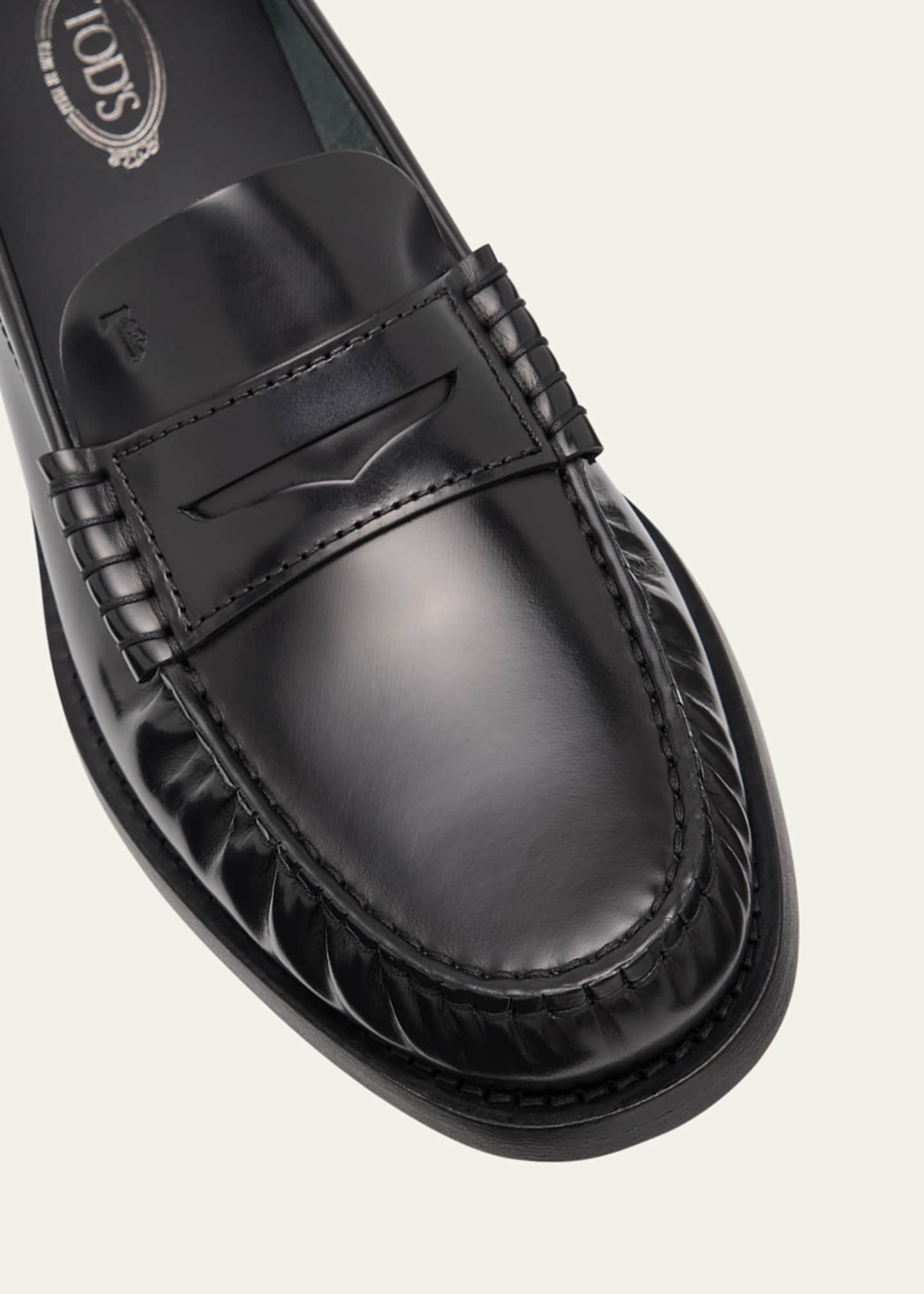 【関税＆送料込み】Tod'S Black Loafers With Penny Slot And TOD'S men shoes Black elegant smooth leather loafer with