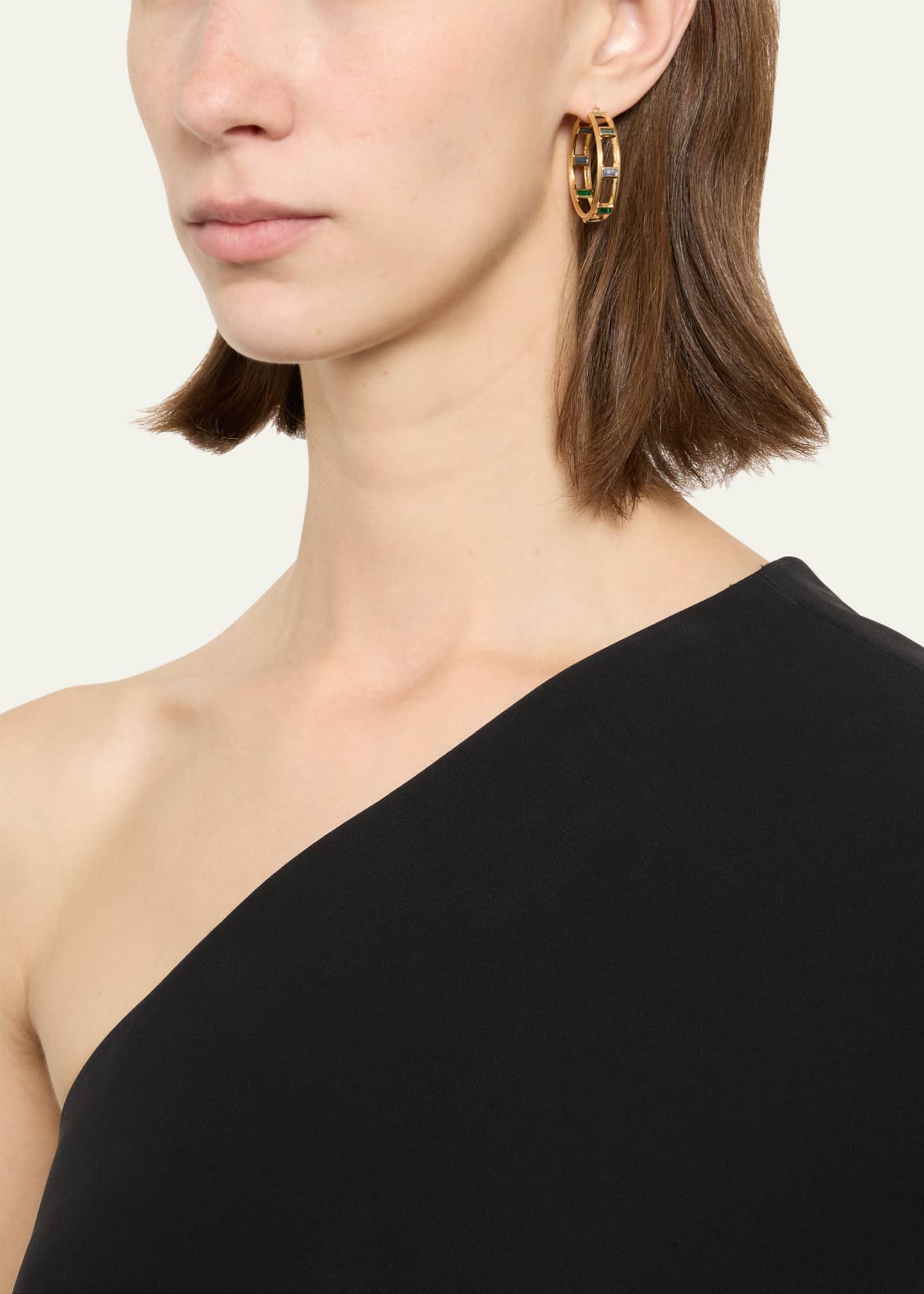 Jennifer DeMoro Full Sundown Multi-Stone 18K Gold Hoop Earrings Image 2 of 4
