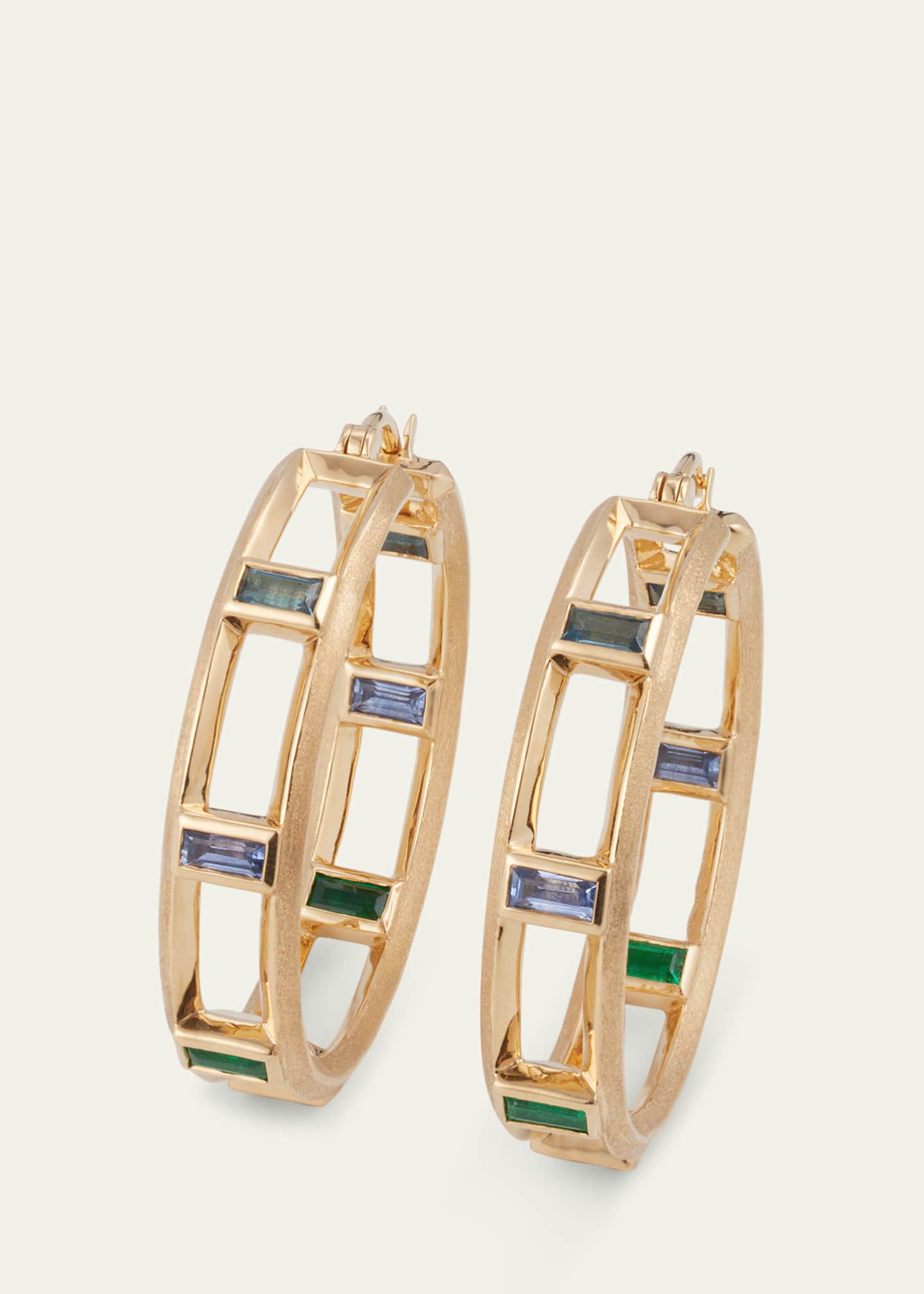 Jennifer DeMoro Full Sundown Multi-Stone 18K Gold Hoop Earrings Image 3 of 4