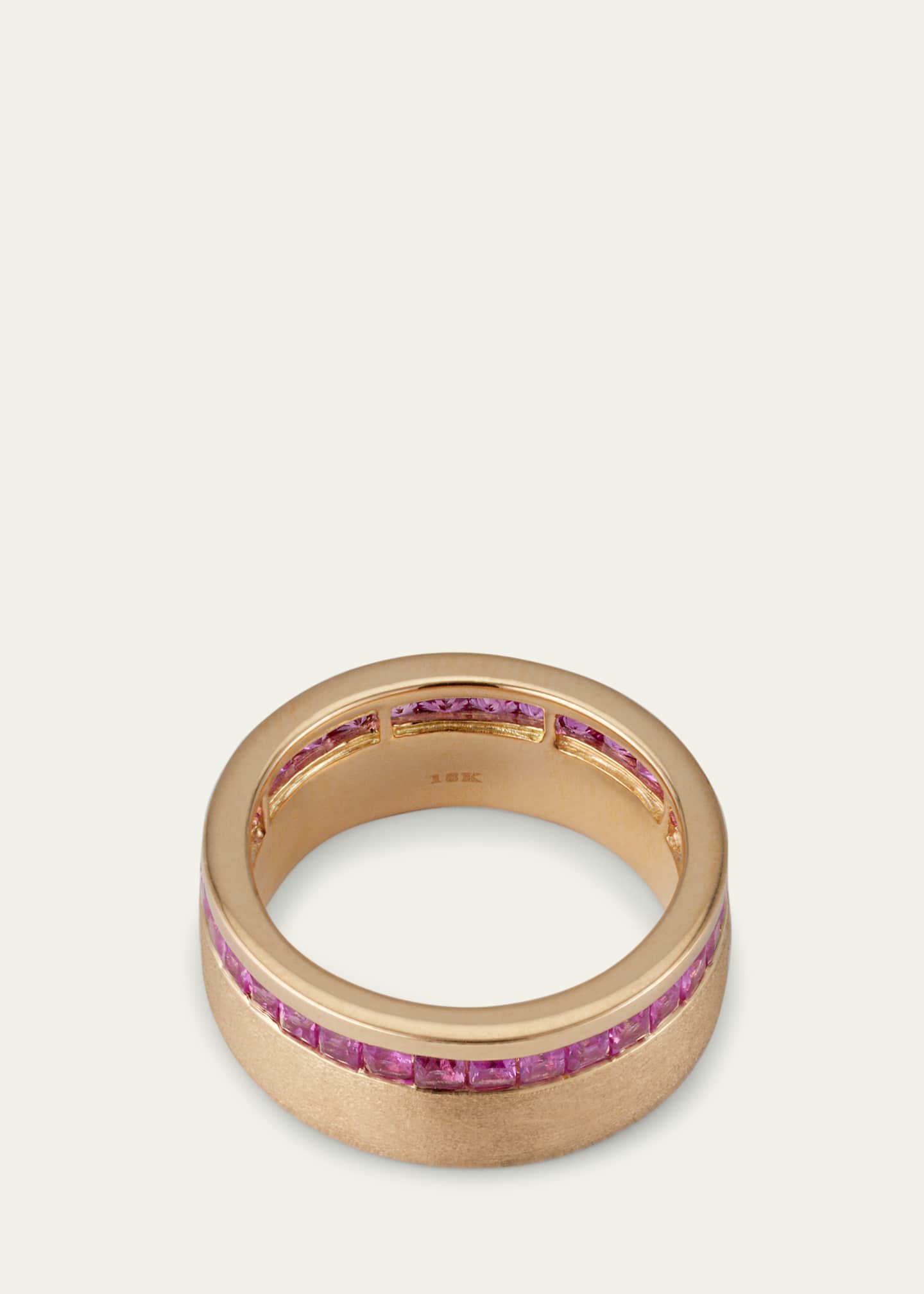 Jennifer DeMoro 18K Gold Channel-Set Pink Sapphire Band Ring, Size 7 Image 3 of 4