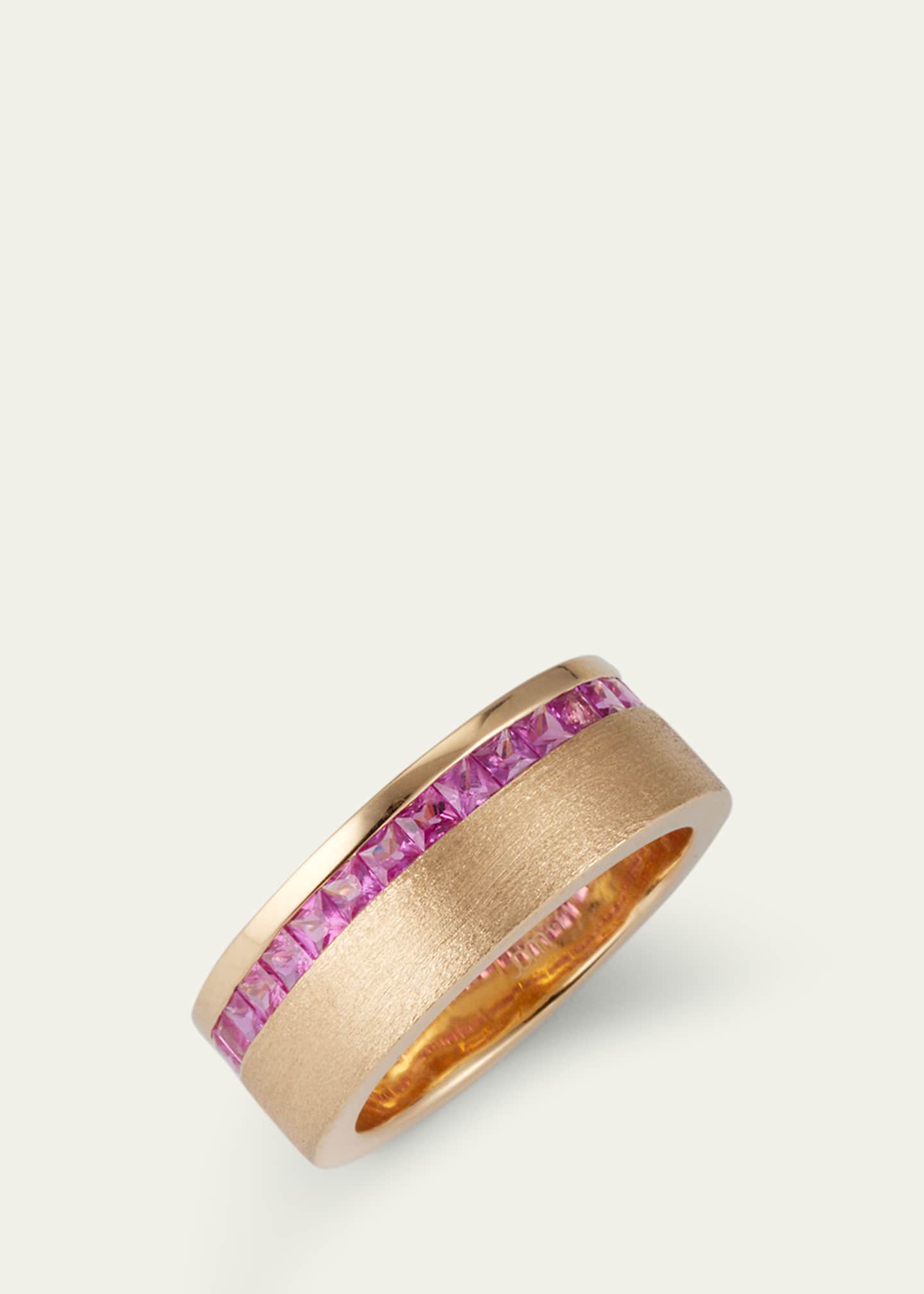 Jennifer DeMoro 18K Gold Channel-Set Pink Sapphire Band Ring, Size 7 Image 4 of 4