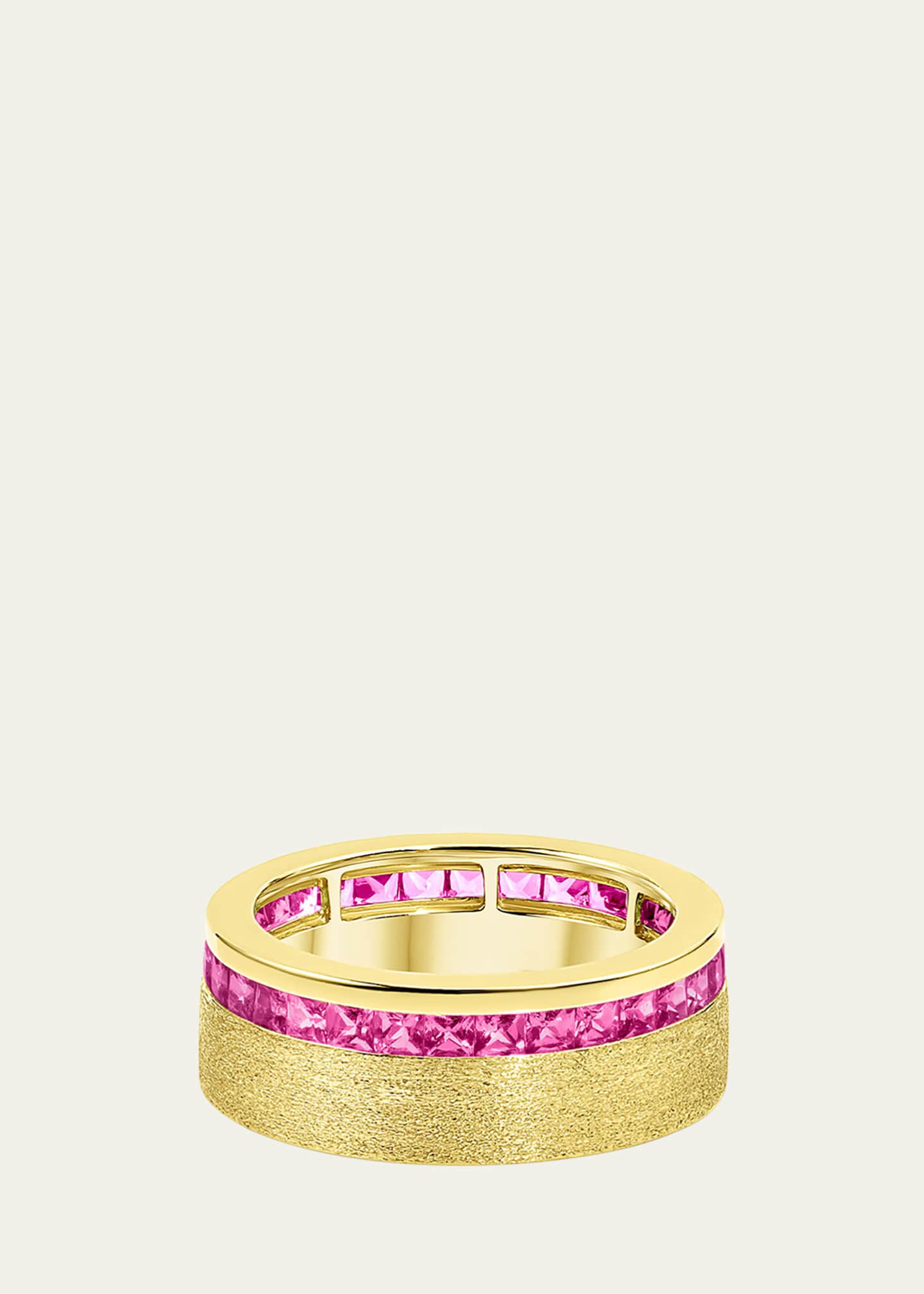 Jennifer DeMoro 18K Gold Channel-Set Pink Sapphire Band Ring, Size 7 Image 1 of 4