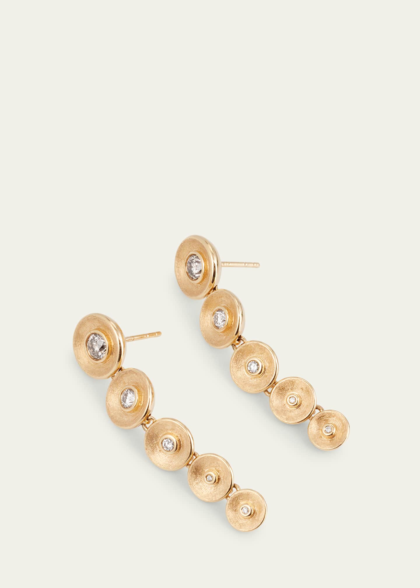 Jennifer DeMoro 18K Gold Drop Bezel Earrings with Champagne Diamonds Image 3 of 4