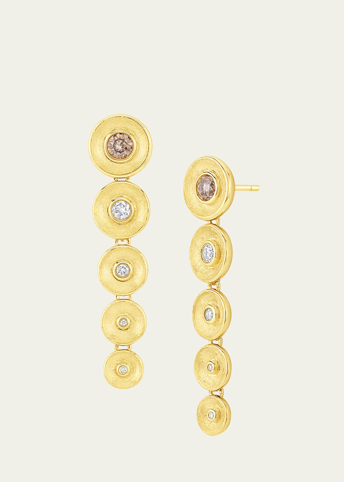 Jennifer DeMoro 18K Gold Drop Bezel Earrings with Champagne Diamonds Image 1 of 4