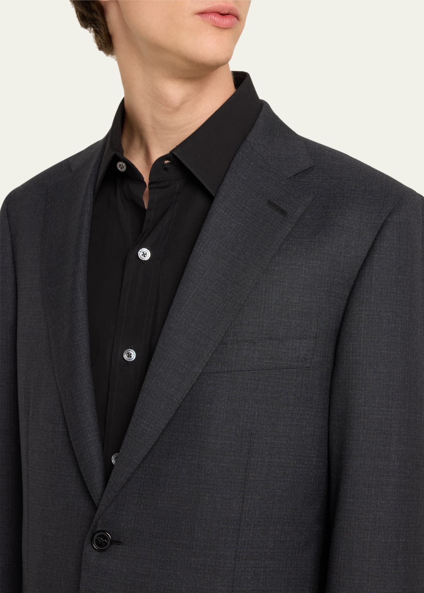Brioni Men's Tonal Check Wool Suit Image 5 of 5