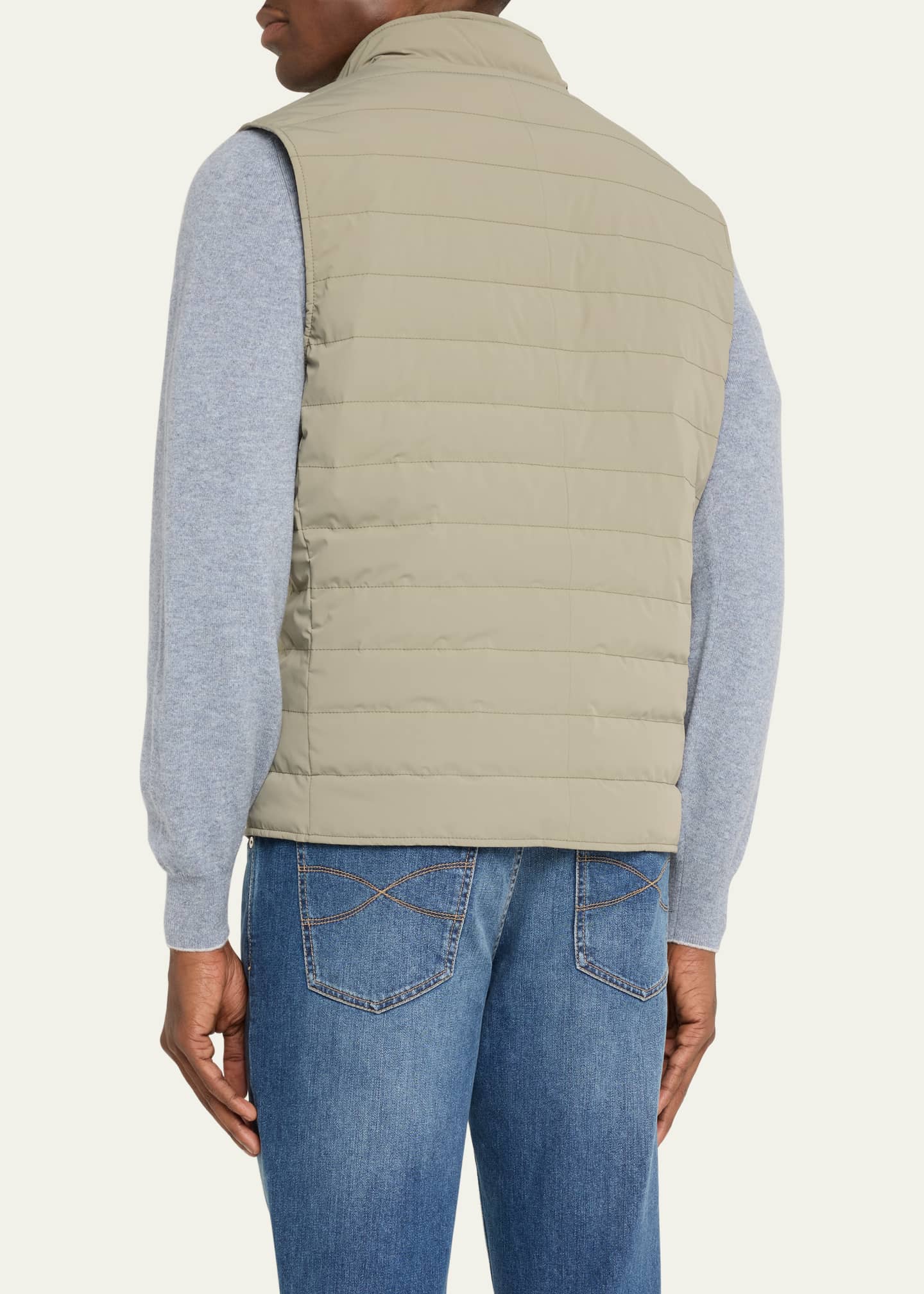 Brunello Cucinelli Men's Nylon Snap-Front Vest Image 3 of 5