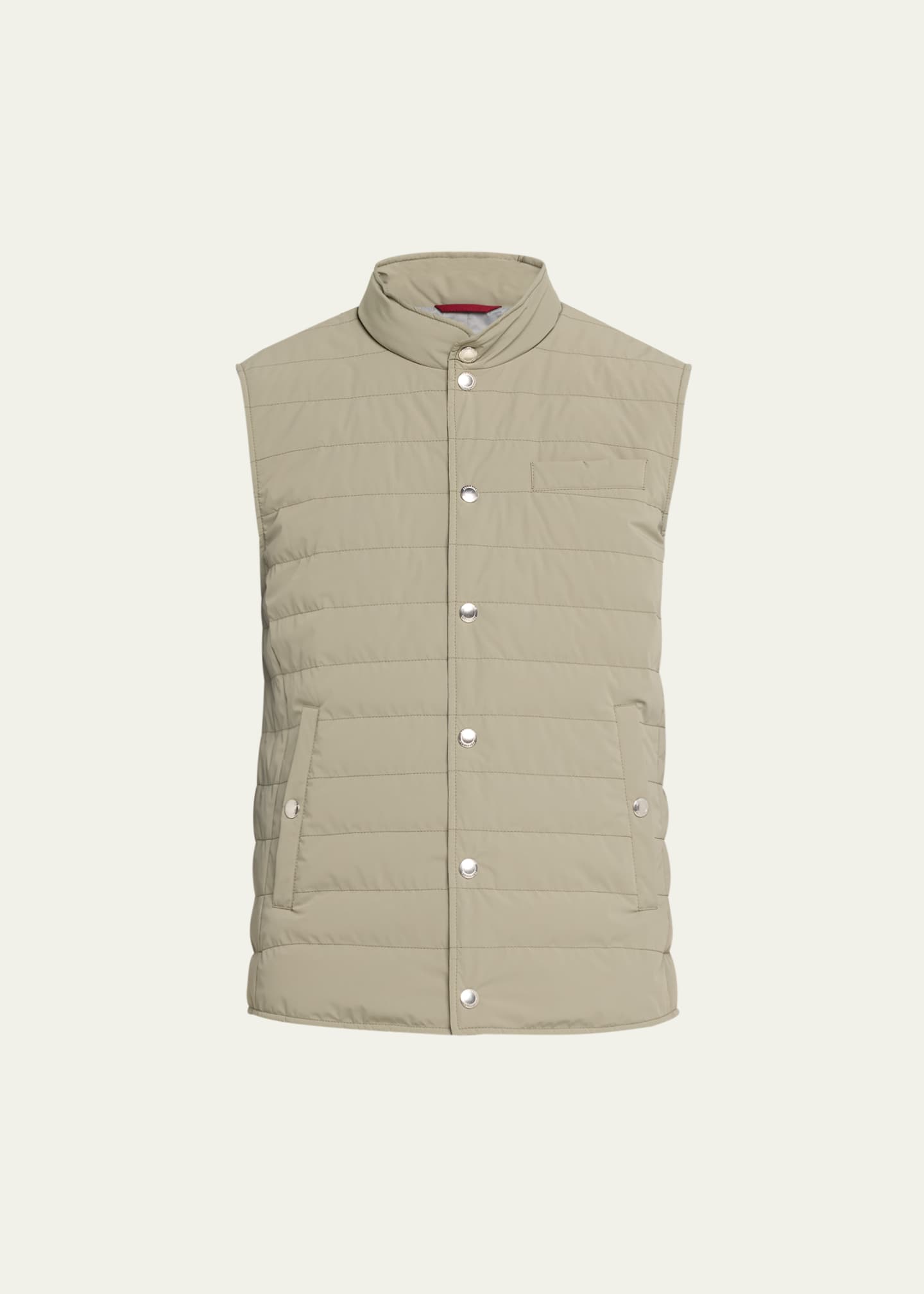 Brunello Cucinelli Men's Nylon Snap-Front Vest Image 1 of 5