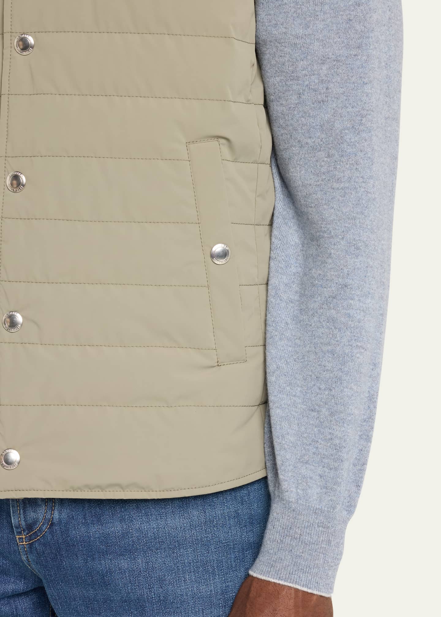 Brunello Cucinelli Men's Nylon Snap-Front Vest Image 5 of 5