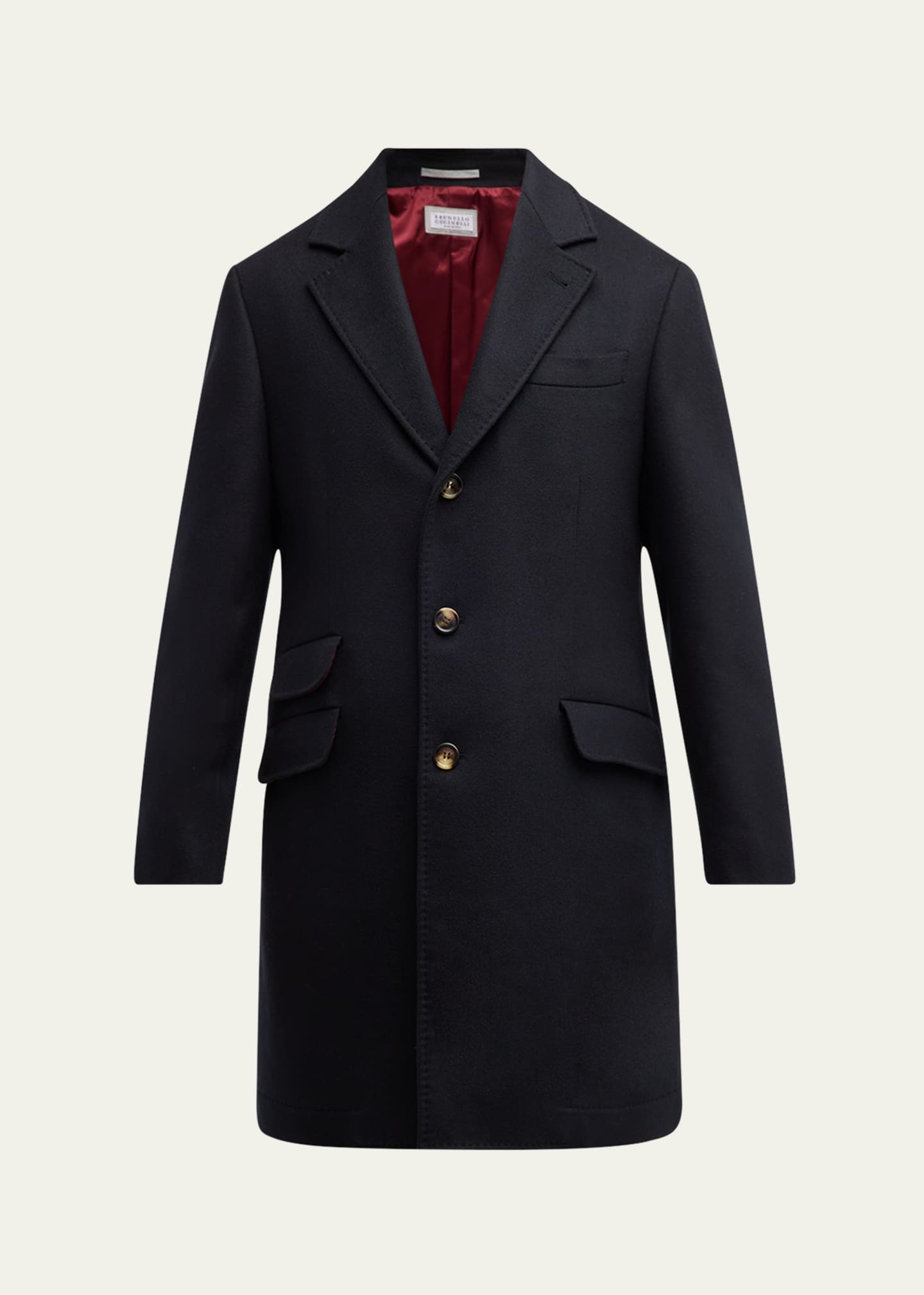 Brunello Cucinelli Men's Traditional Fit Wool Overcoat Image 1 of 5